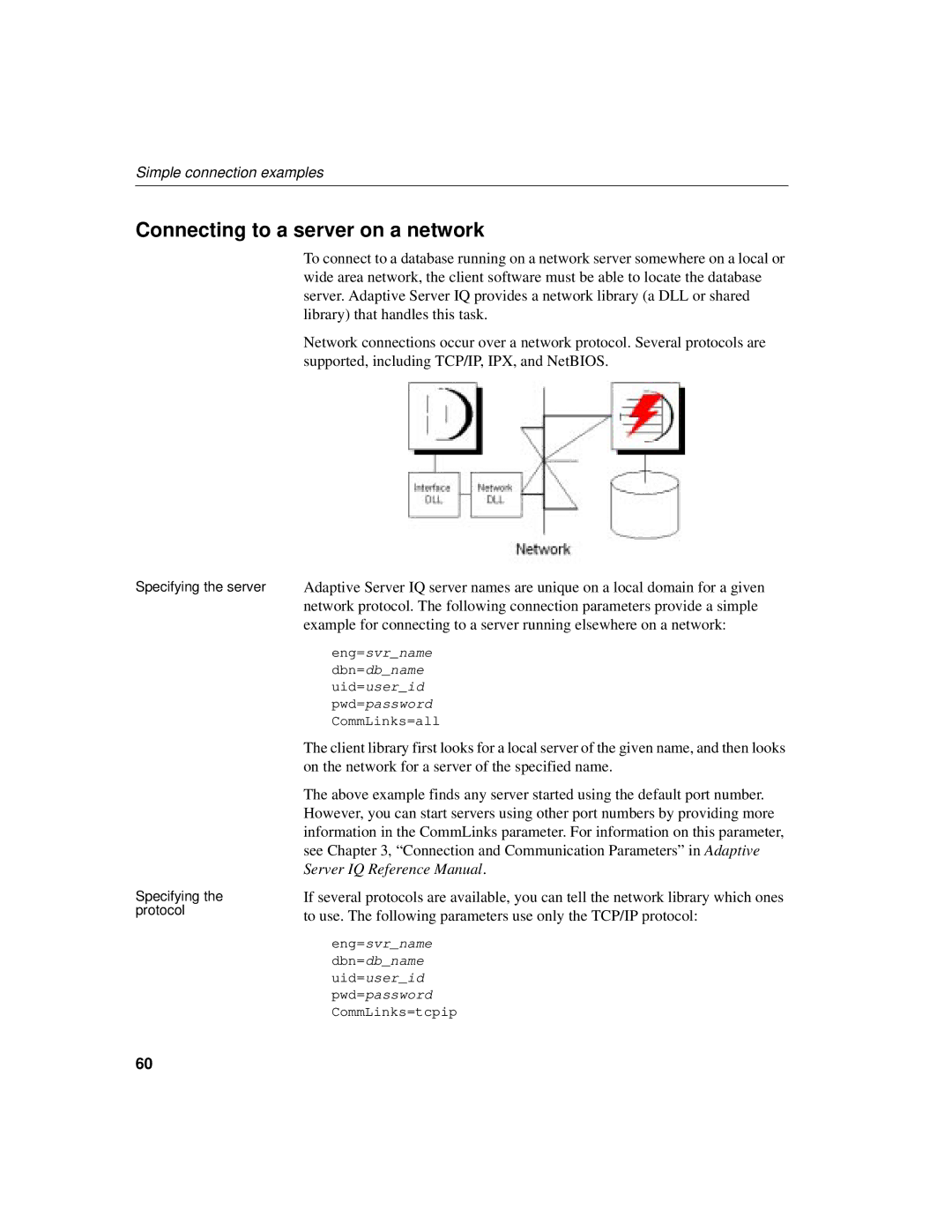 Sybase 12.4.2 manual Connecting to a server on a network 