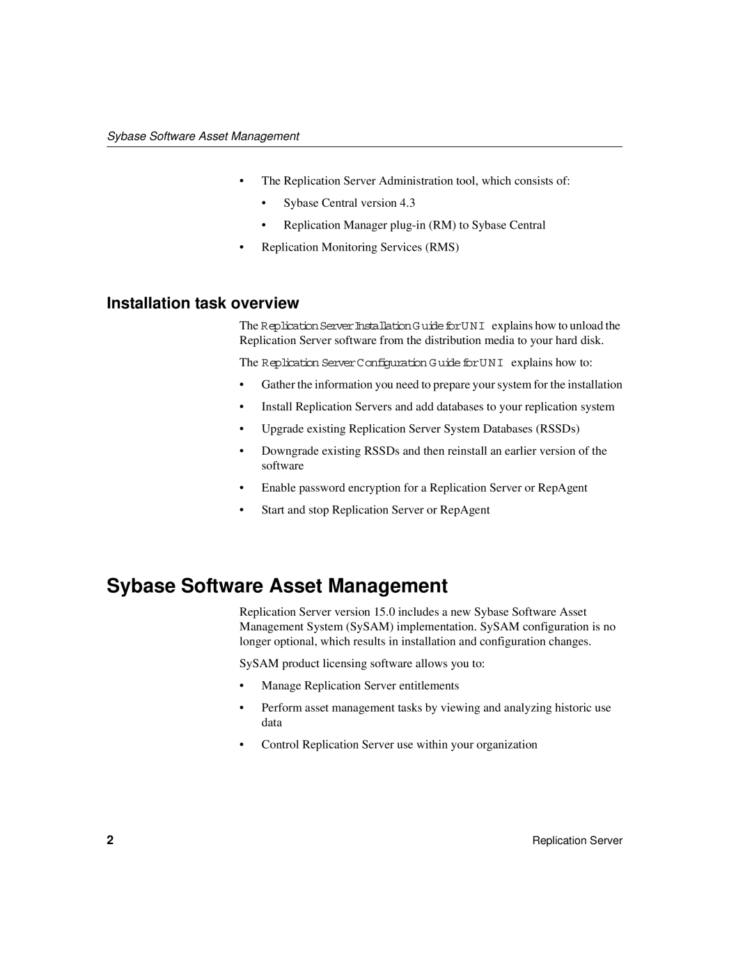 Sybase 15 manual Sybase Software Asset Management, Installation task overview 