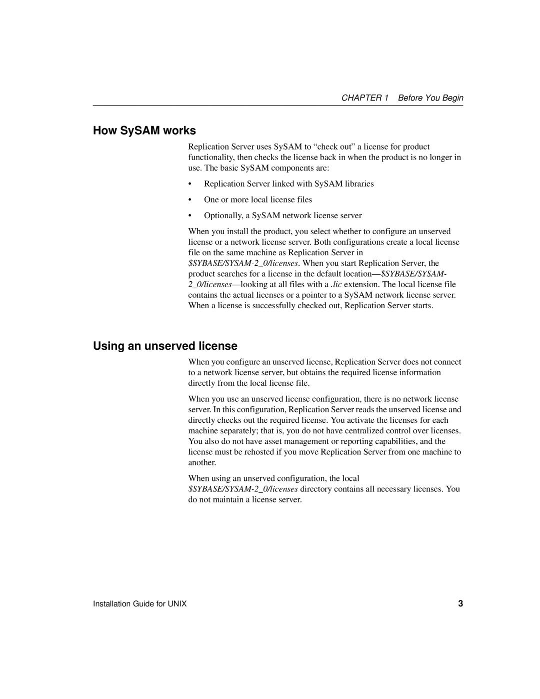 Sybase 15 manual How SySAM works, Using an unserved license, Before You Begin 