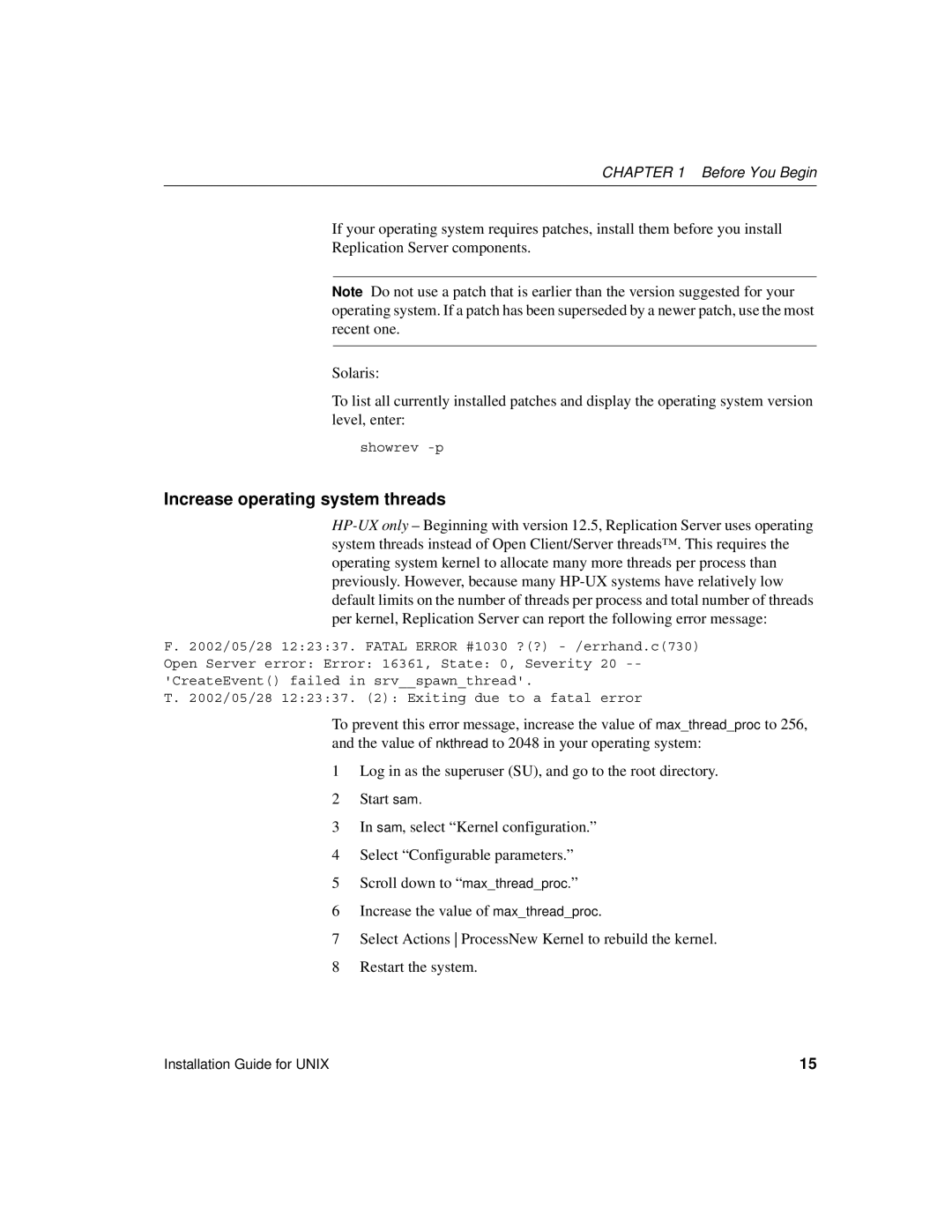 Sybase 15 manual Increase operating system threads 