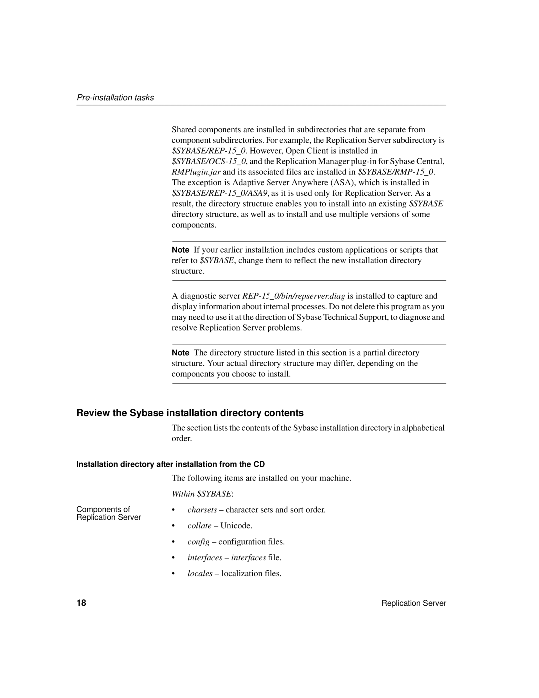 Sybase 15 manual Review the Sybase installation directory contents 