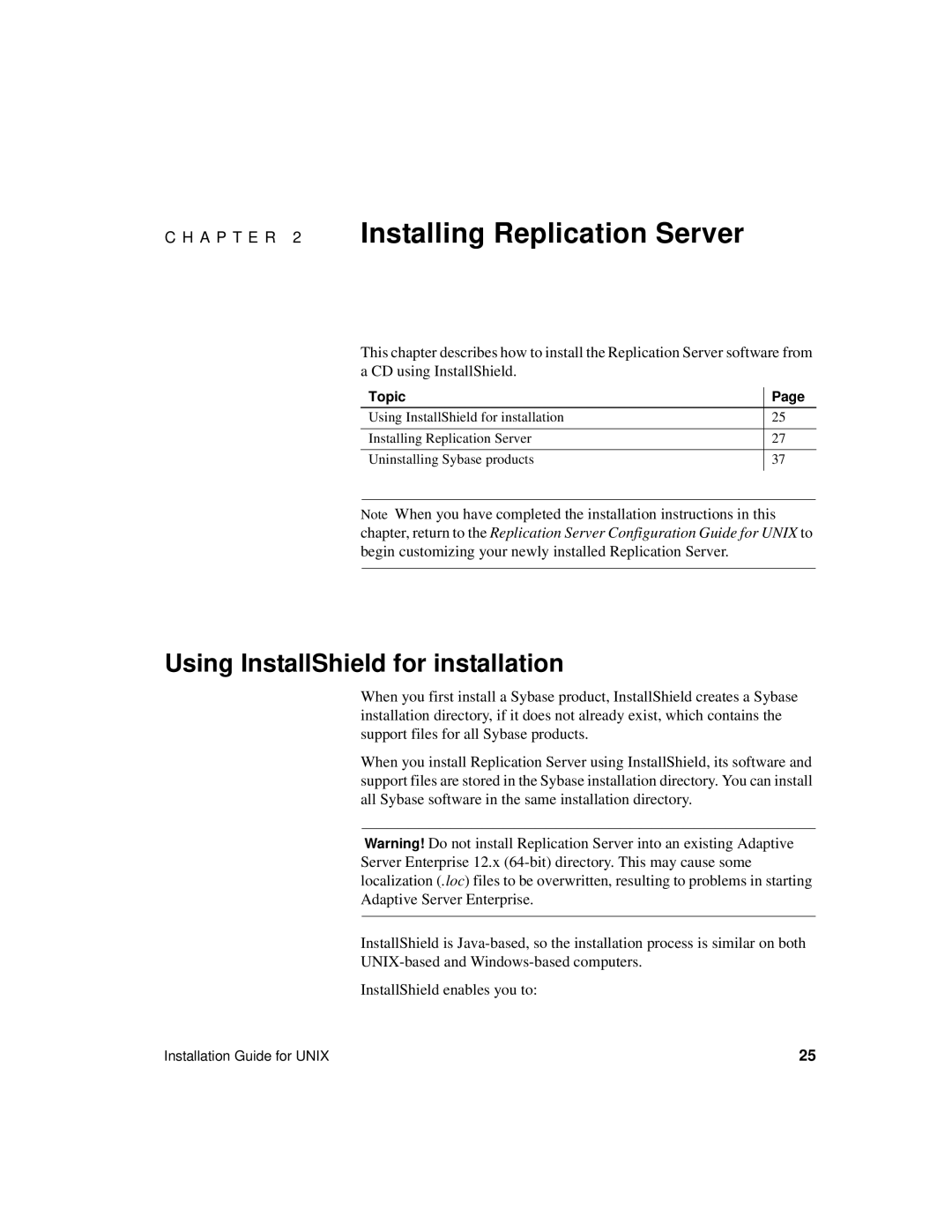 Sybase 15 manual A P T E R 2 Installing Replication Server, Using InstallShield for installation 