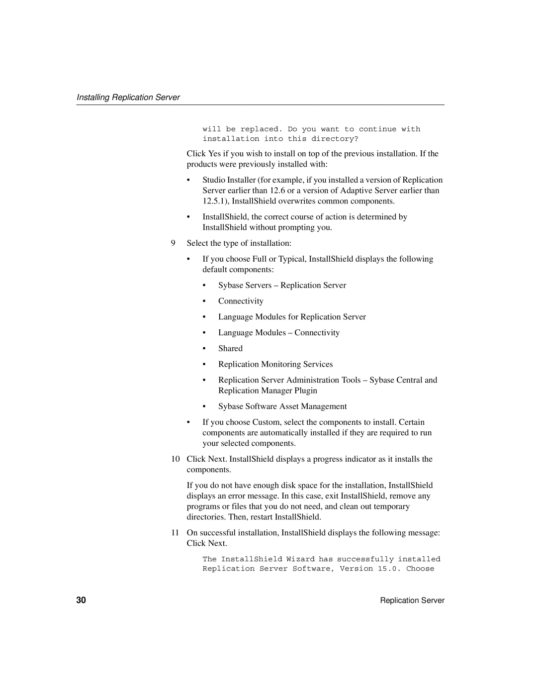 Sybase 15 manual Installing Replication Server 