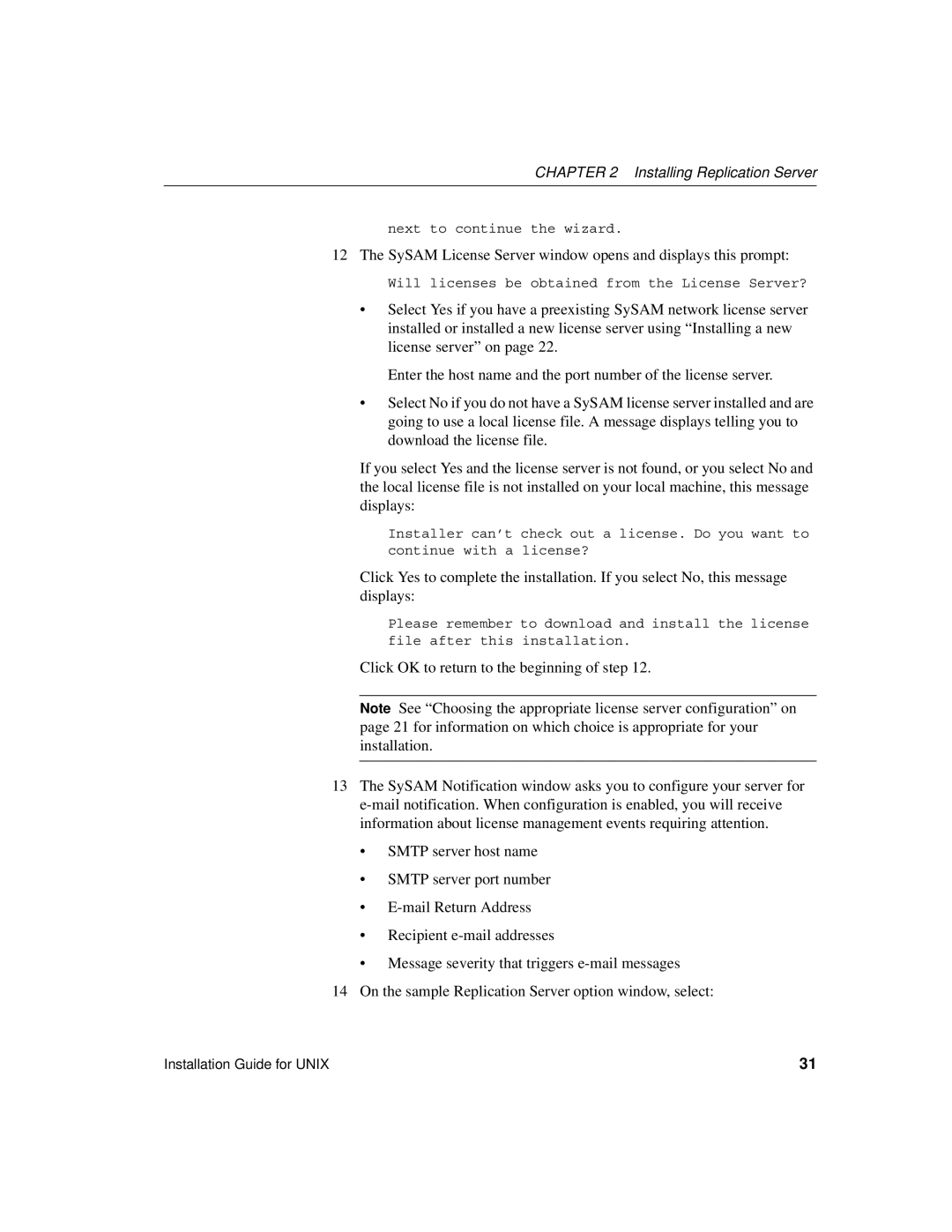 Sybase 15 manual SySAM License Server window opens and displays this prompt 