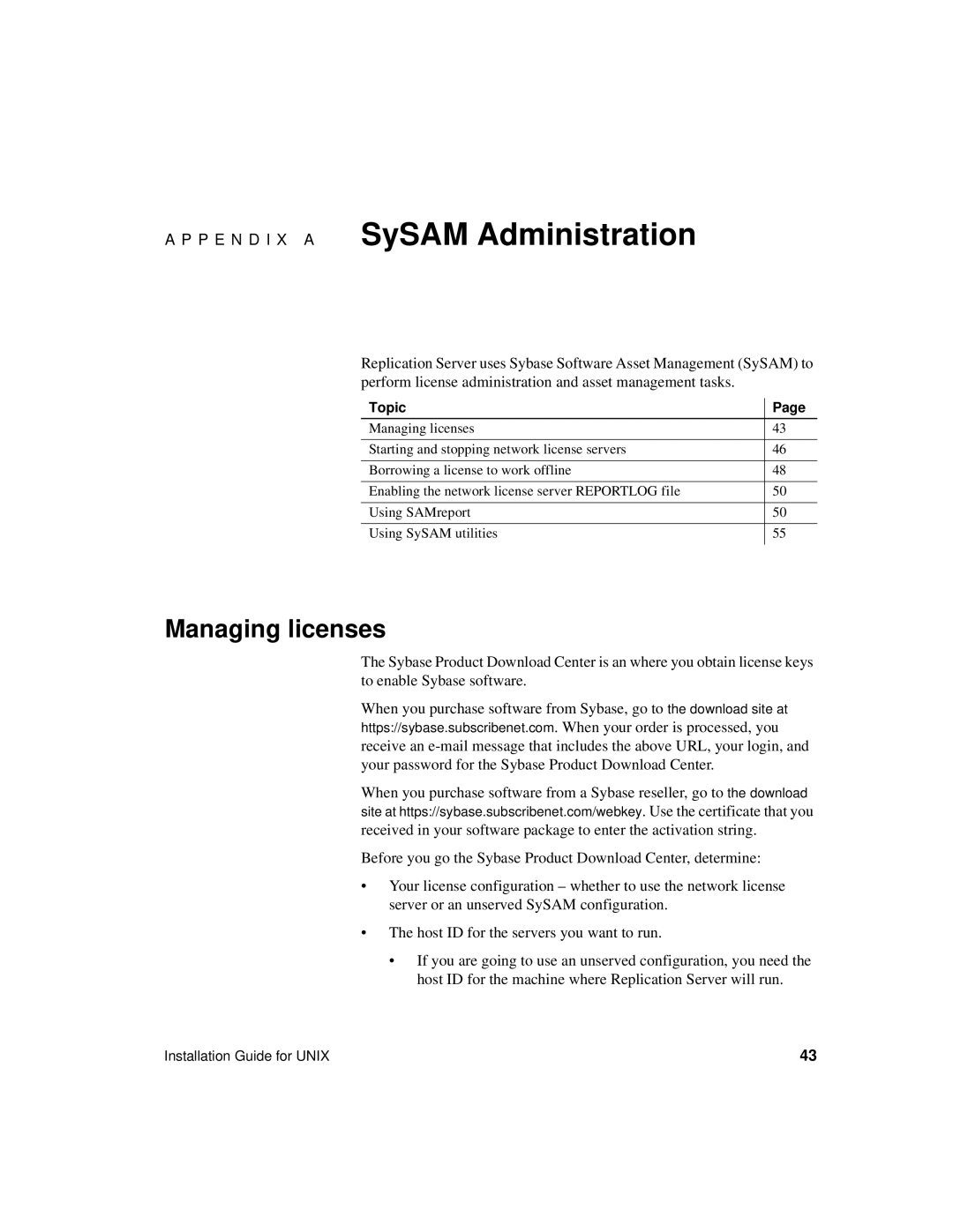 Sybase 15 manual P E N D I X a SySAM Administration, Managing licenses 