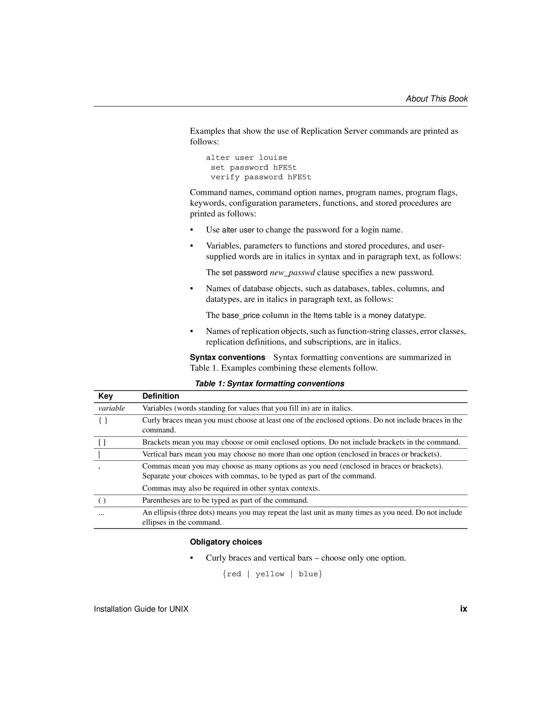 Sybase 15 manual Replication definitions, and subscriptions, are in italics 