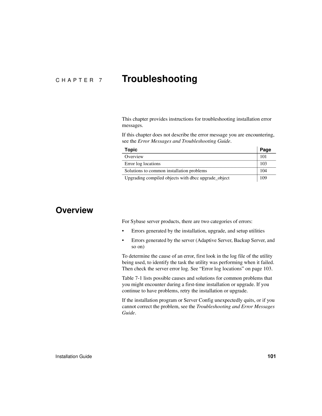 Sybase 15.0.2 manual A P T E R 7 Troubleshooting 