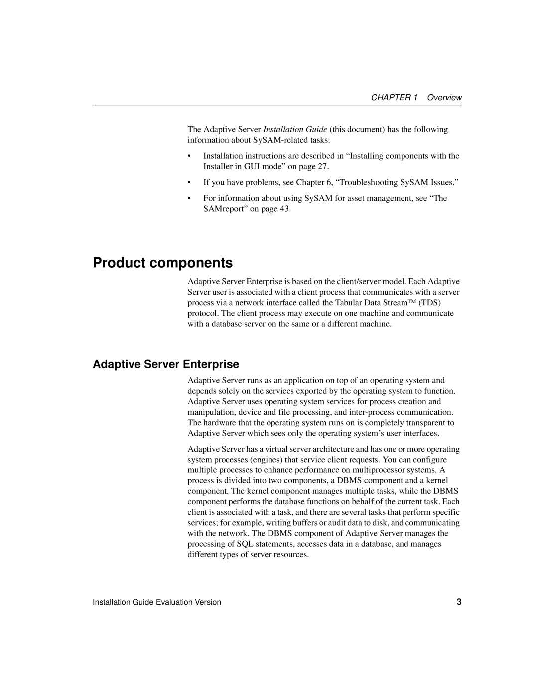 Sybase 15.0.2 manual Product components, Adaptive Server Enterprise, Overview 