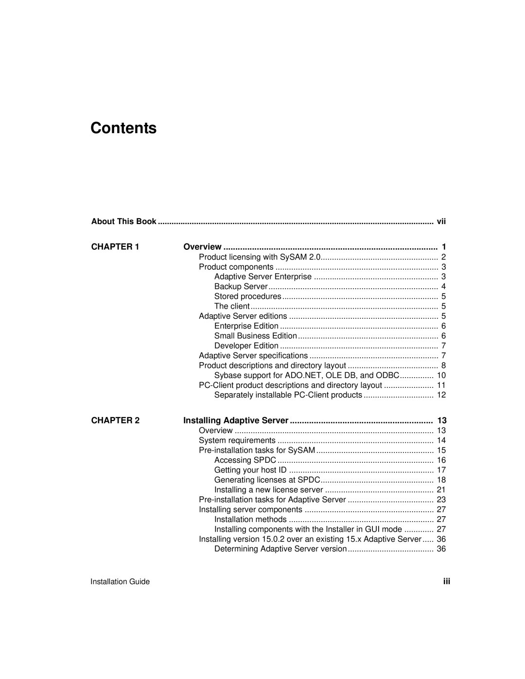 Sybase 15.0.2 manual Contents 