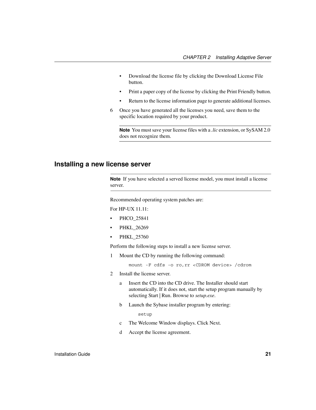 Sybase 15.0.2 manual Installing a new license server 