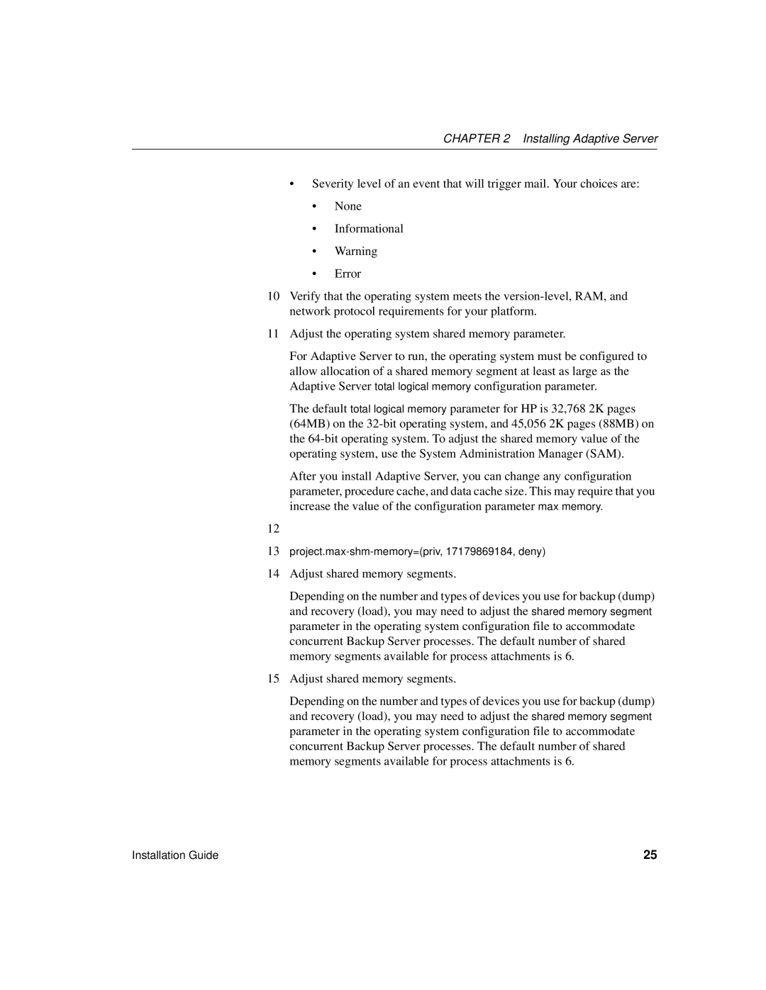 Sybase 15.0.2 manual Adjust shared memory segments 