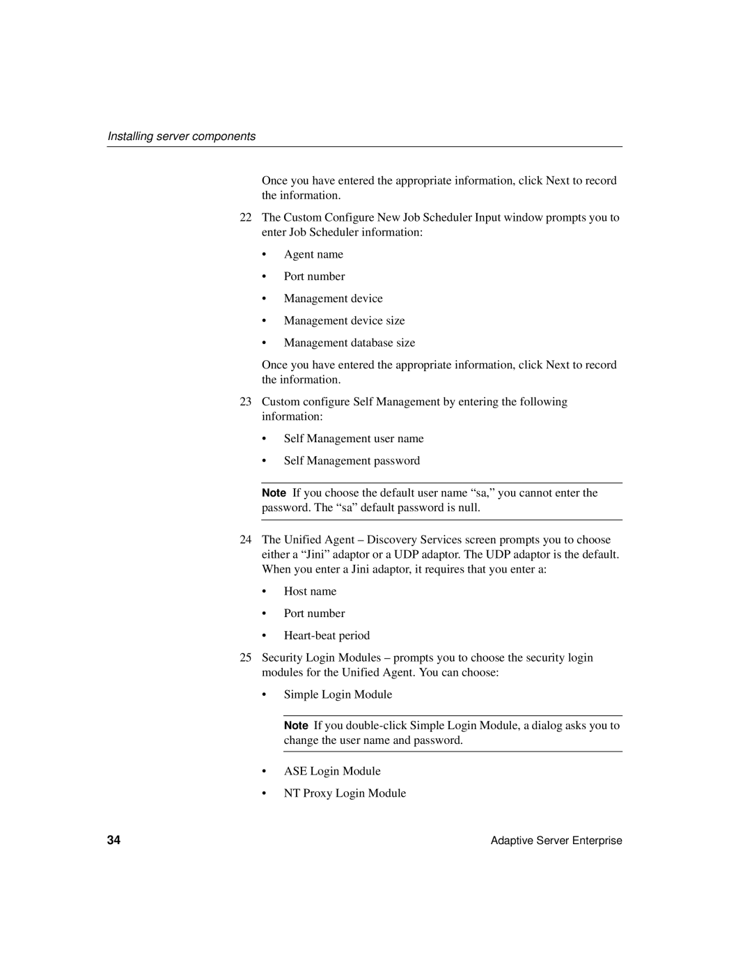 Sybase 15.0.2 manual Installing server components 