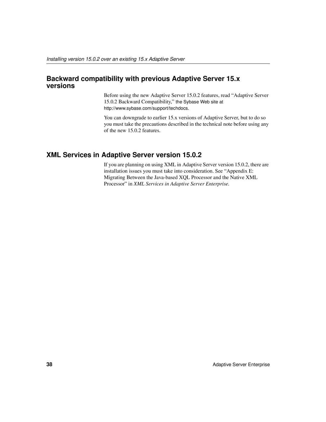 Sybase 15.0.2 manual XML Services in Adaptive Server version 
