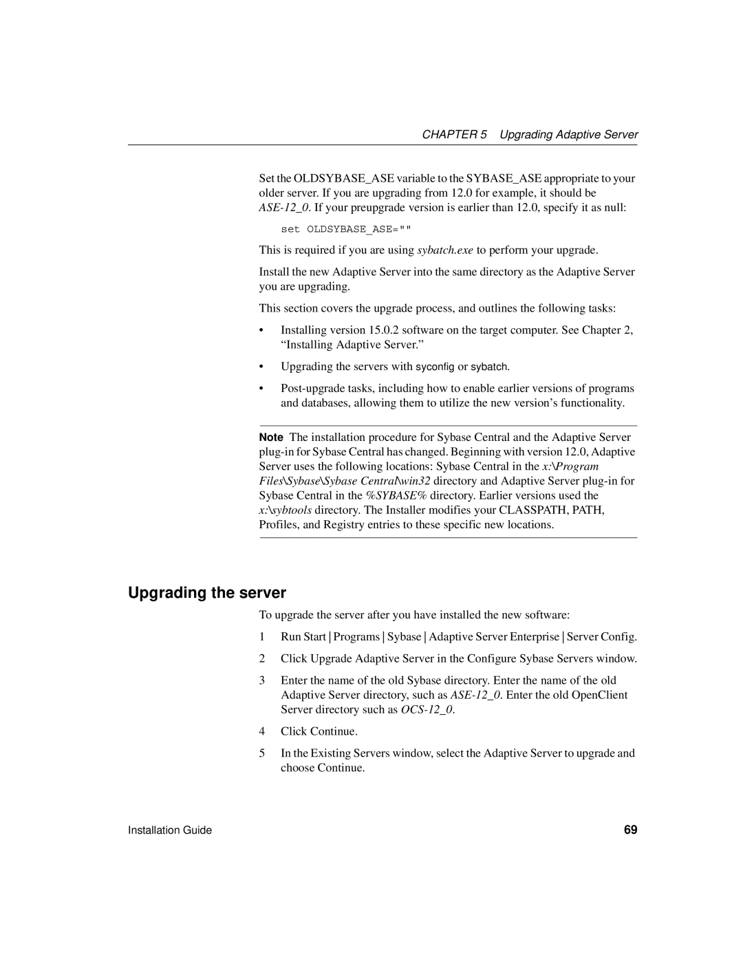 Sybase 15.0.2 manual Upgrading the server 