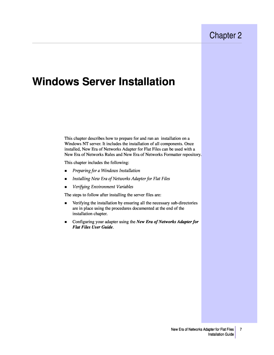 Sybase 3.8 Windows Server Installation, Preparing for a Windows Installation, Verifying Environment Variables, Chapter 
