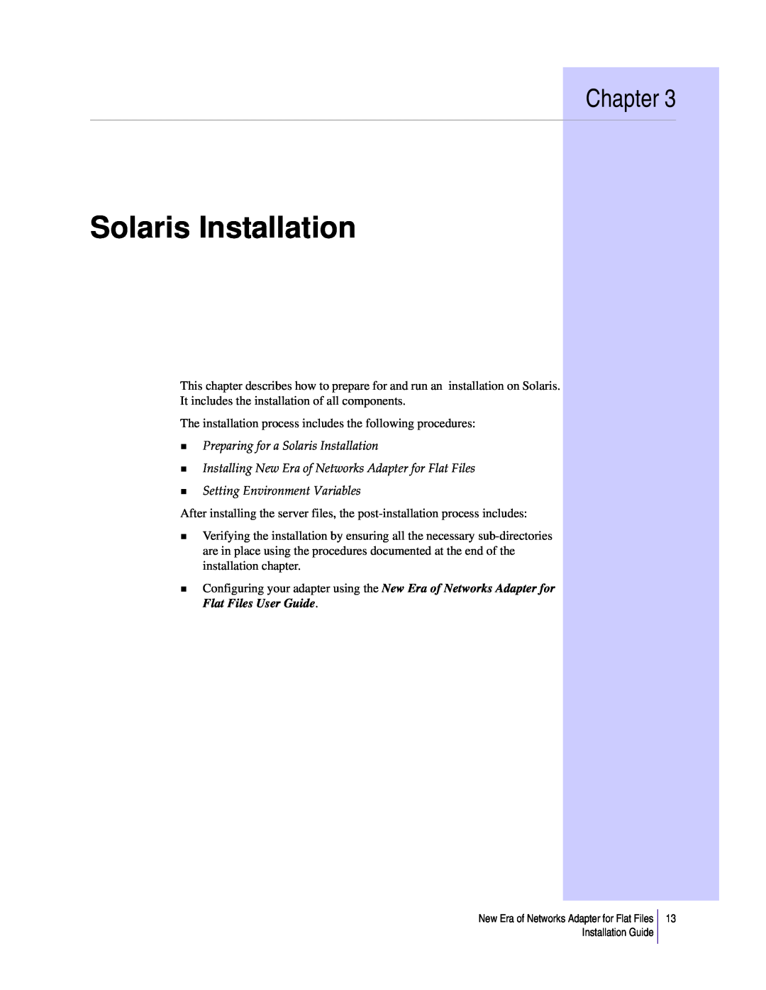 Sybase 3.8 manual Preparing for a Solaris Installation, Setting Environment Variables, Chapter 