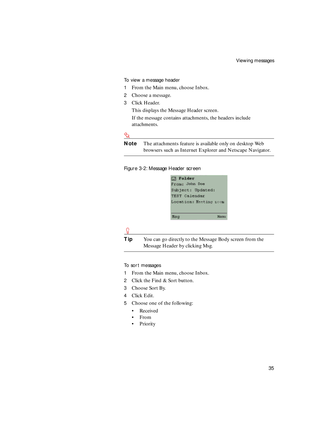 Sybase 4.1 manual Message Header screen 