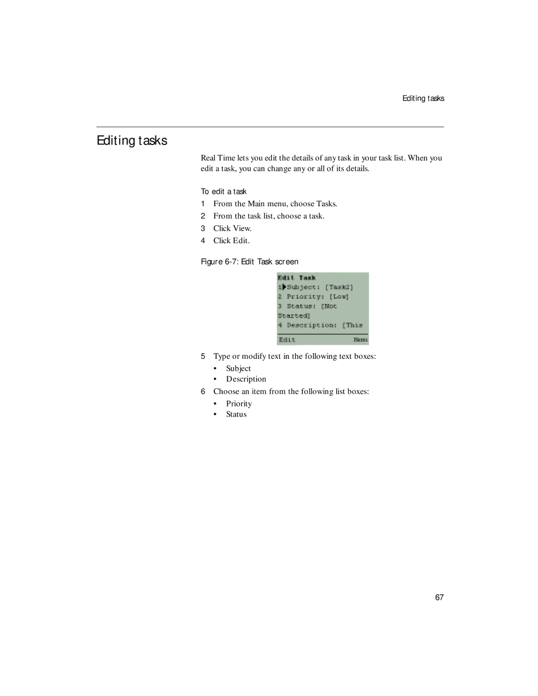 Sybase 4.1 manual Editing tasks, Edit Task screen 