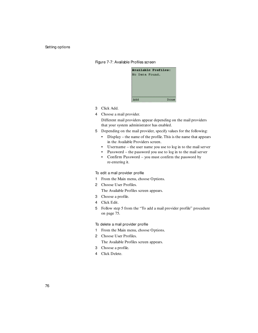 Sybase 4.1 manual Available Profiles screen 