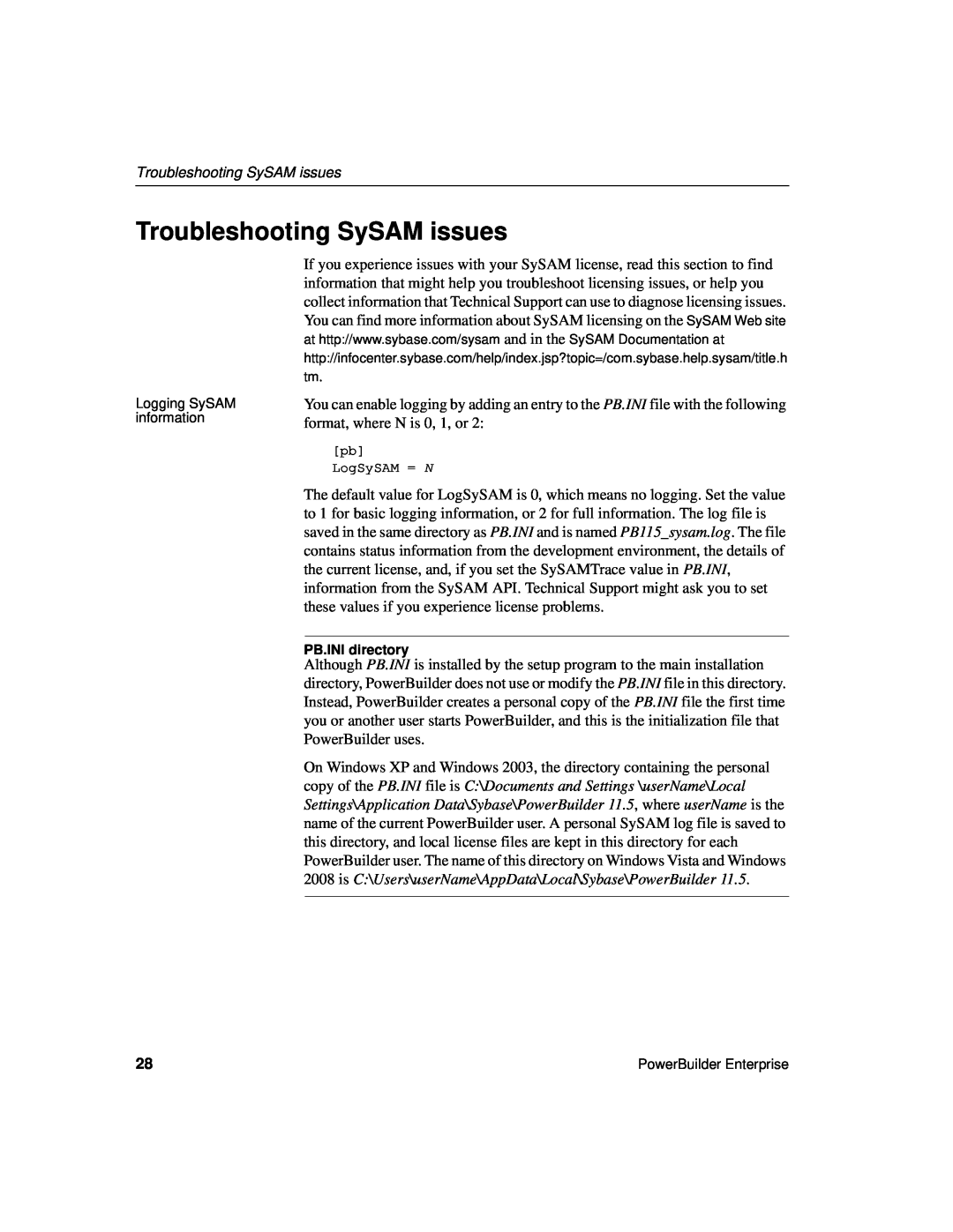 Sybase 6131765115041SS manual Troubleshooting SySAM issues 