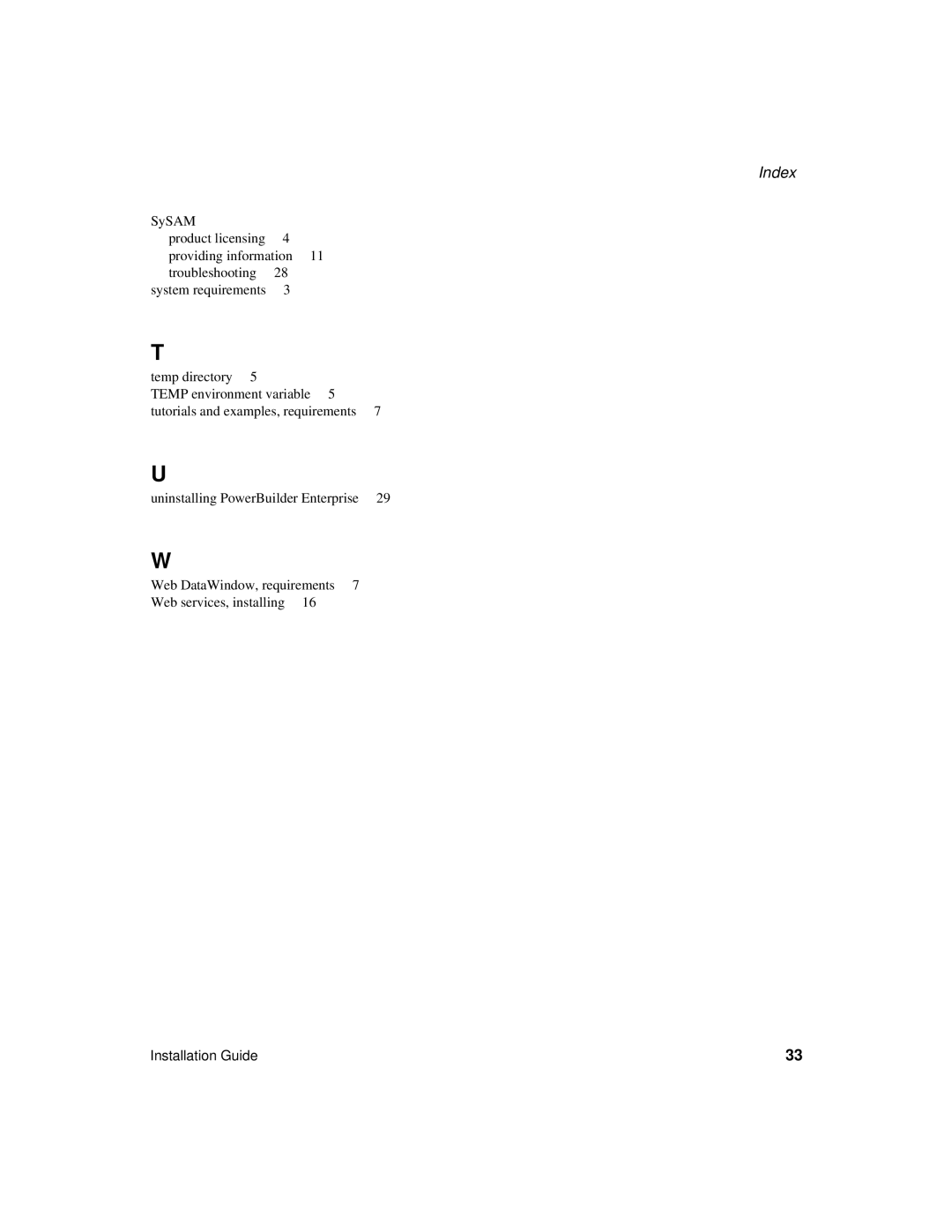 Sybase 6131765115041SS manual Index 