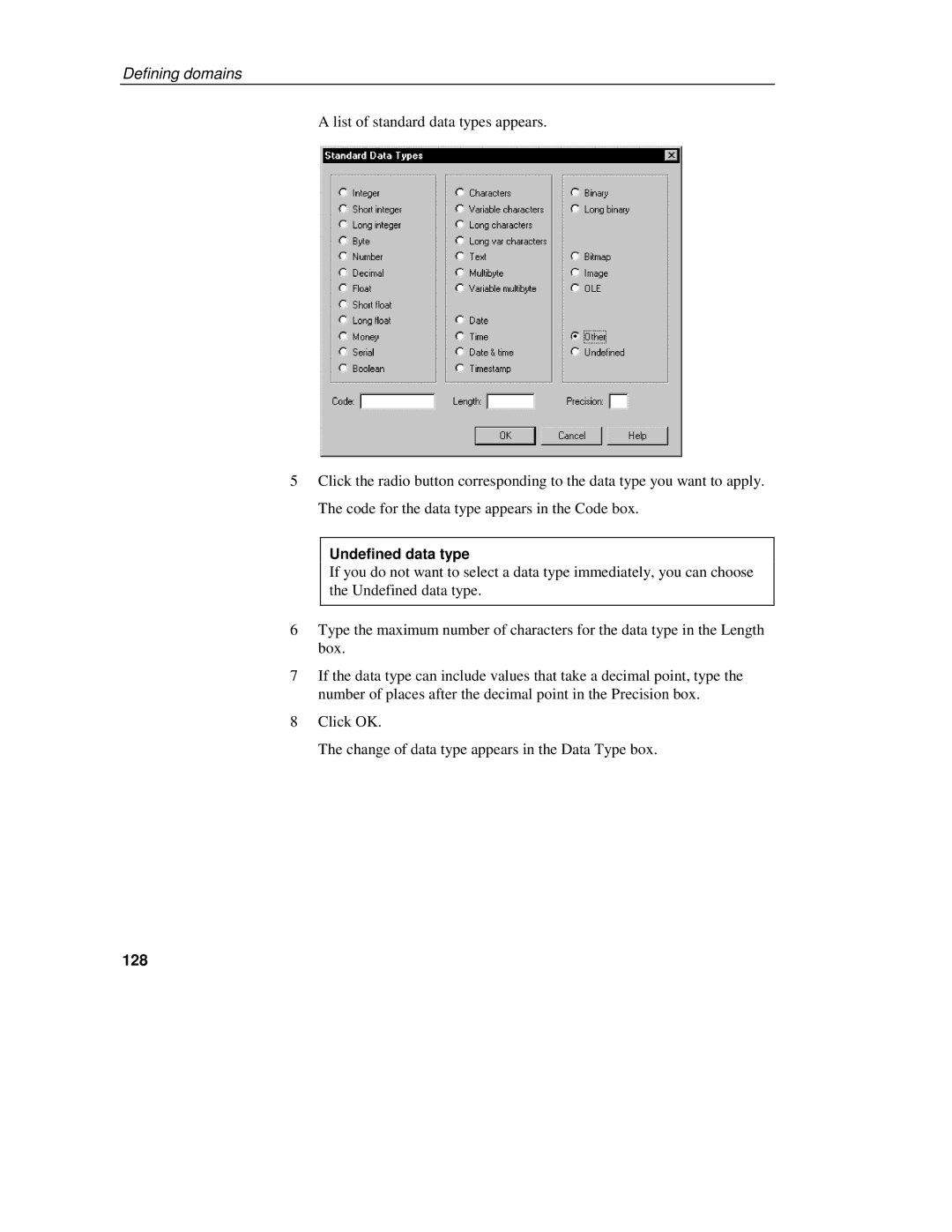 Sybase 7.5 manual Undefined data type, 128 