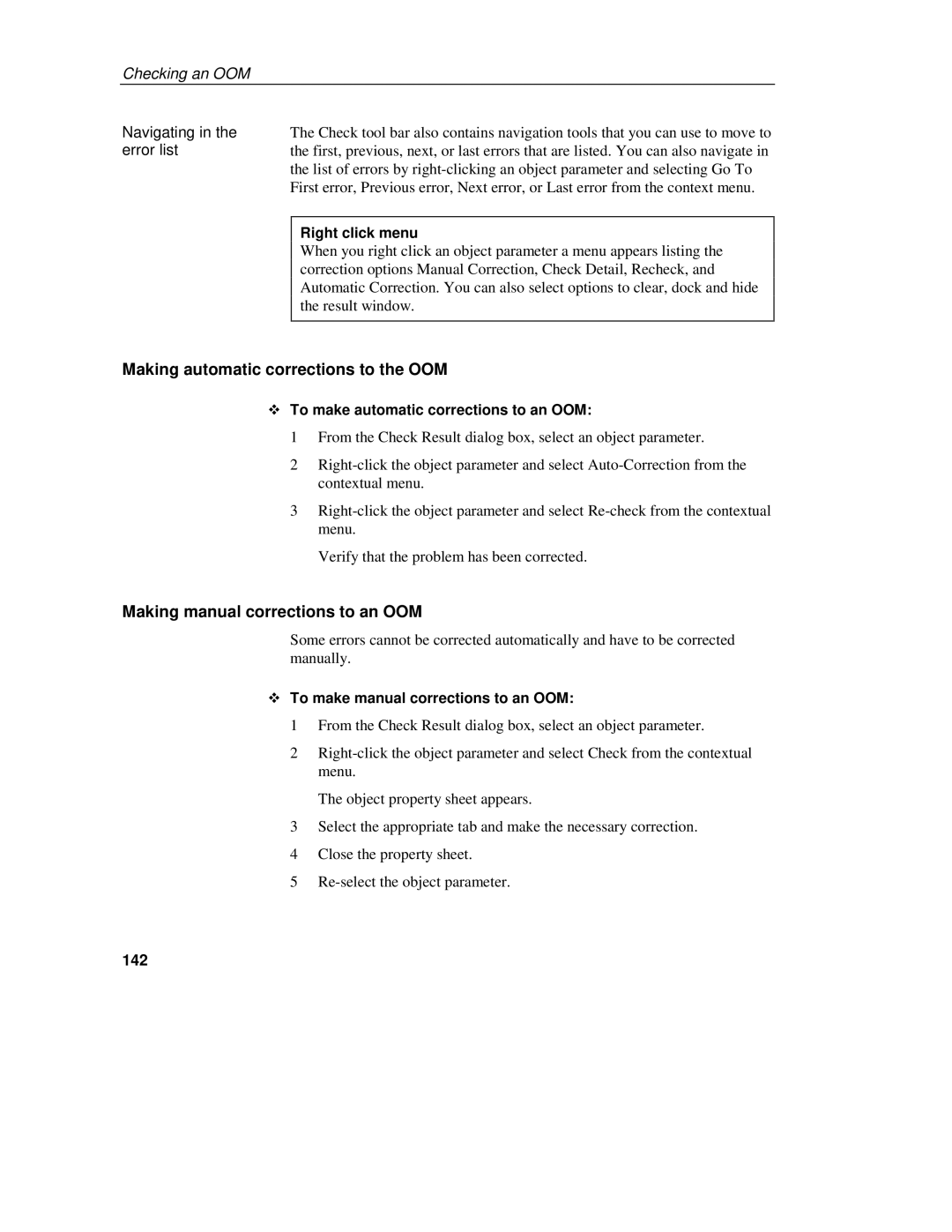 Sybase 7.5 Making automatic corrections to the OOM, Making manual corrections to an OOM 