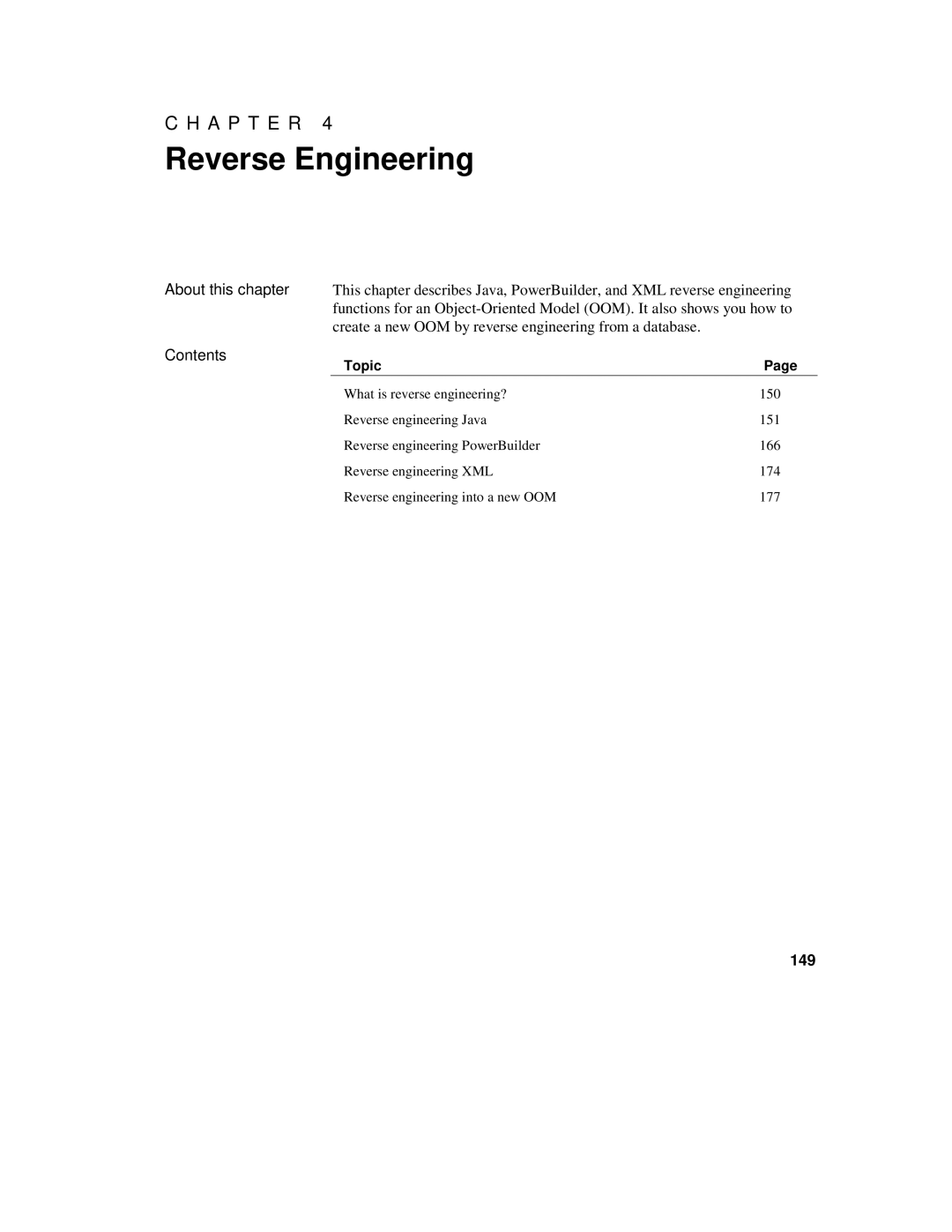 Sybase 7.5 manual Reverse Engineering, 149 