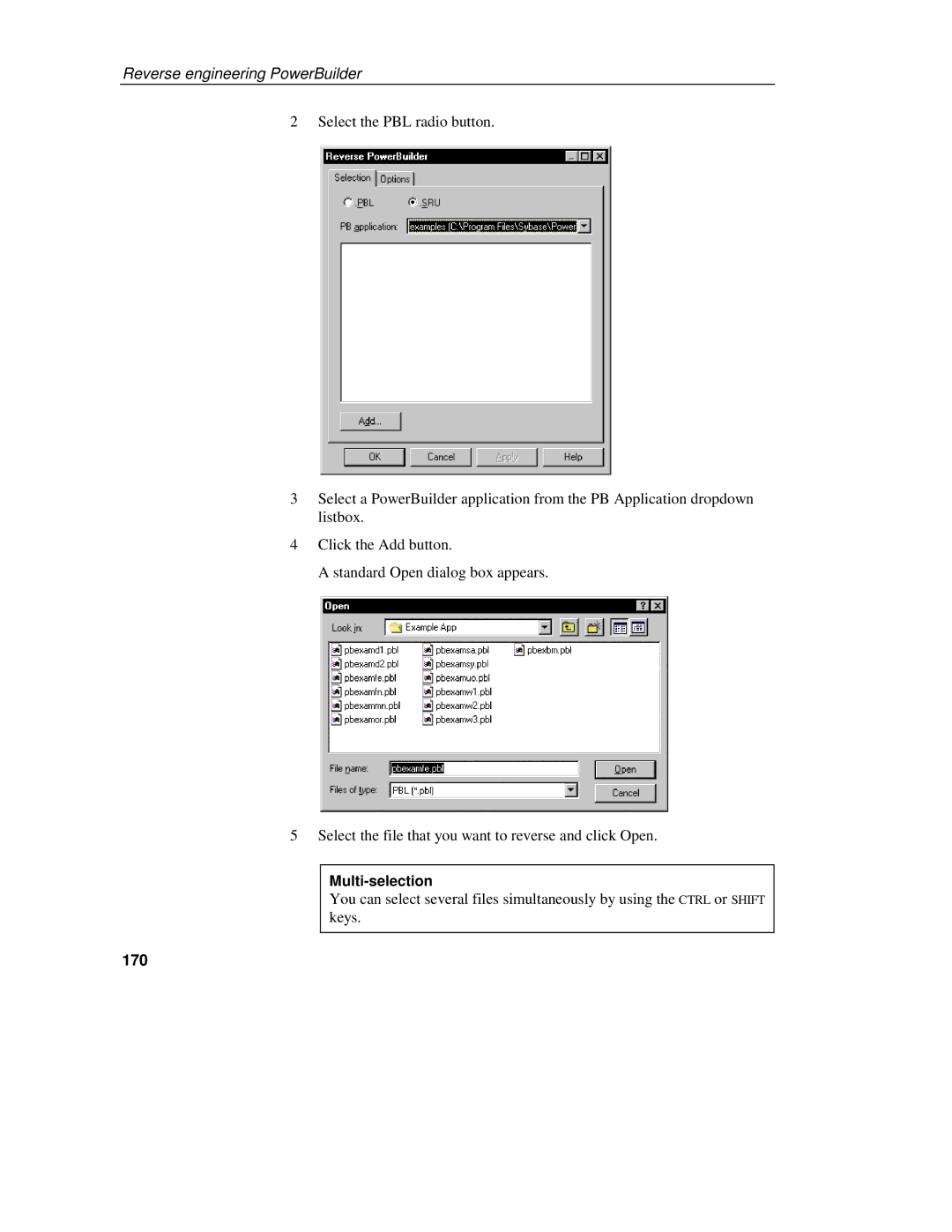 Sybase 7.5 manual Multi-selection, 170 