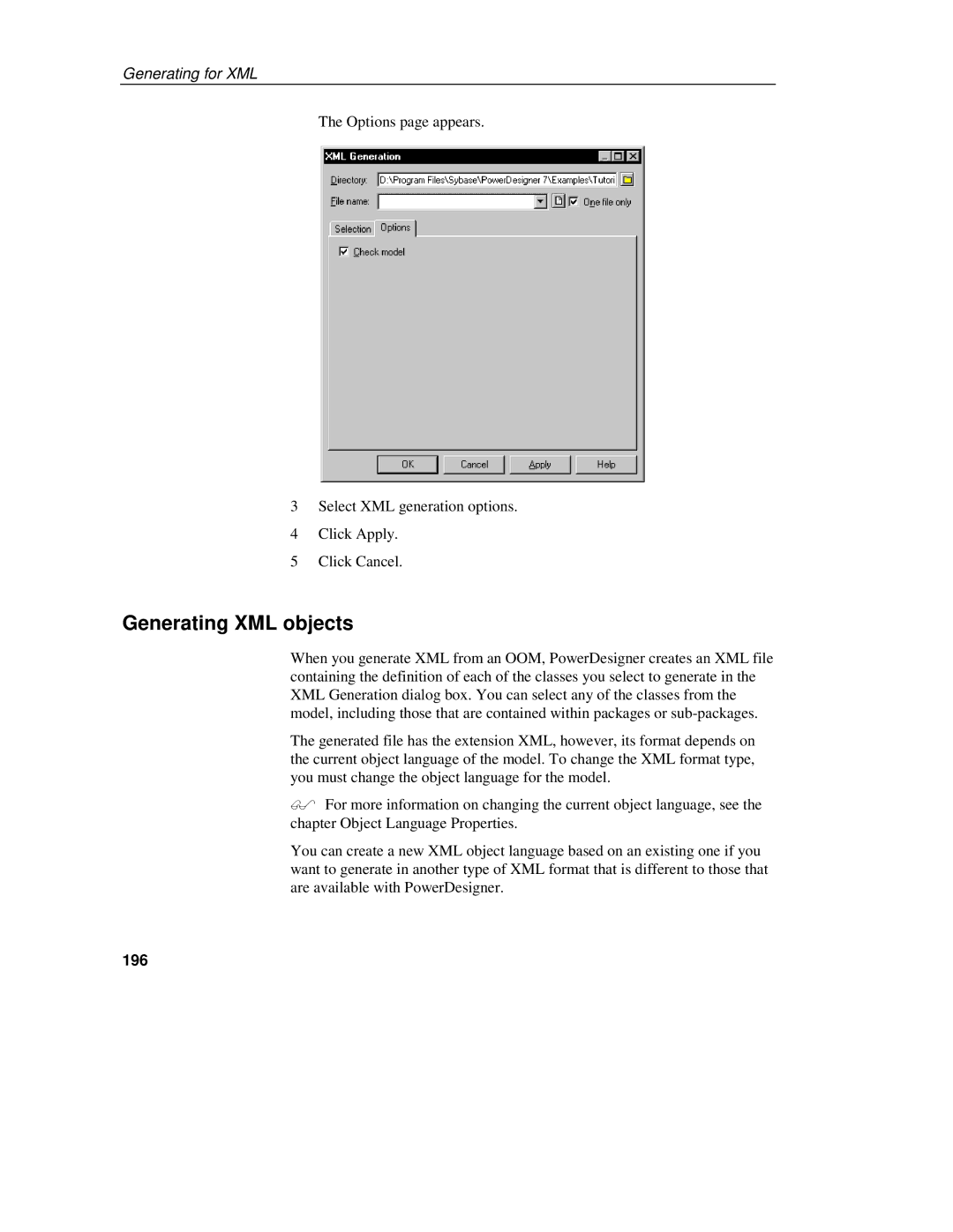 Sybase 7.5 manual Generating XML objects, 196 