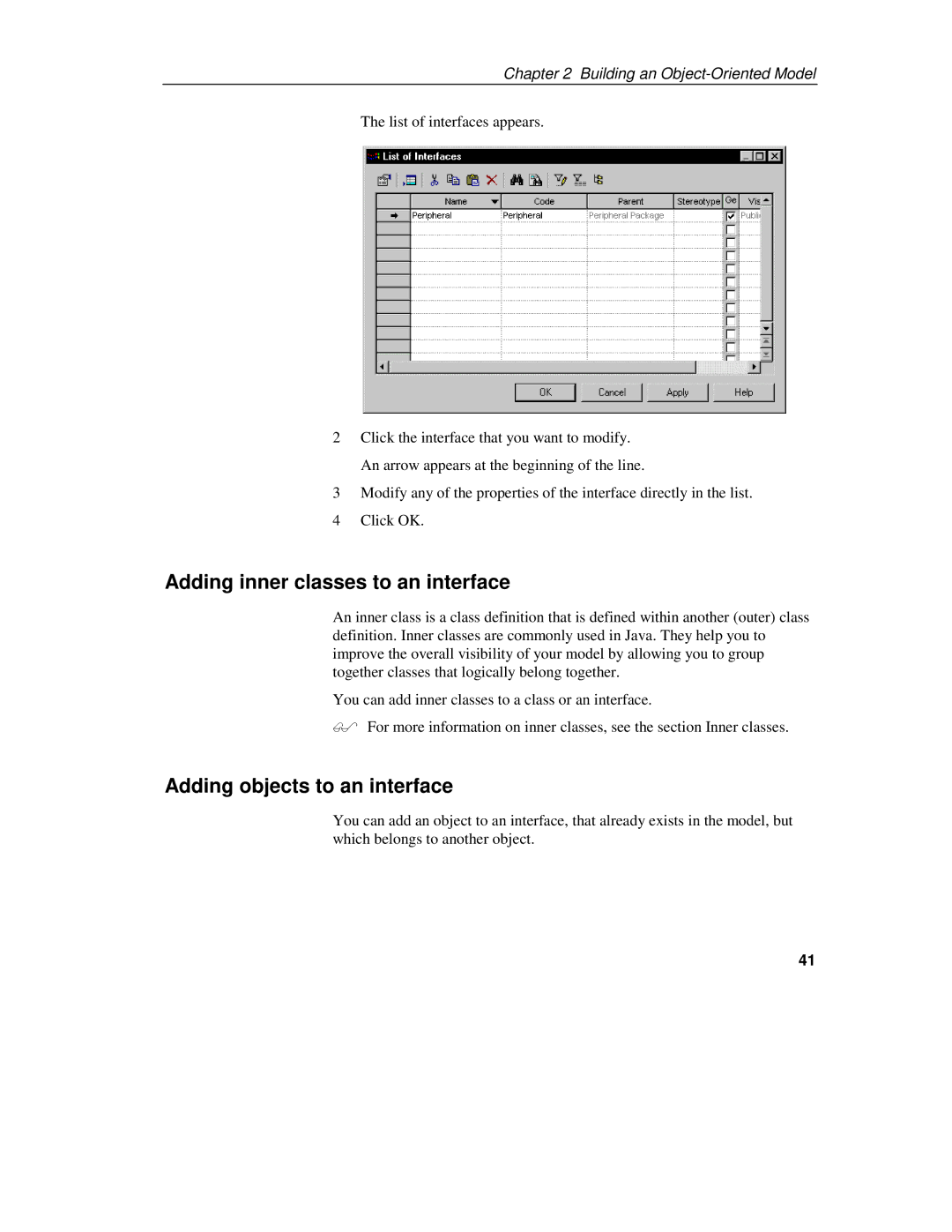 Sybase 7.5 manual Adding inner classes to an interface, Adding objects to an interface 