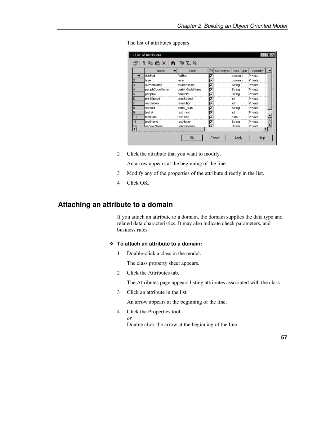 Sybase 7.5 manual Attaching an attribute to a domain, To attach an attribute to a domain 