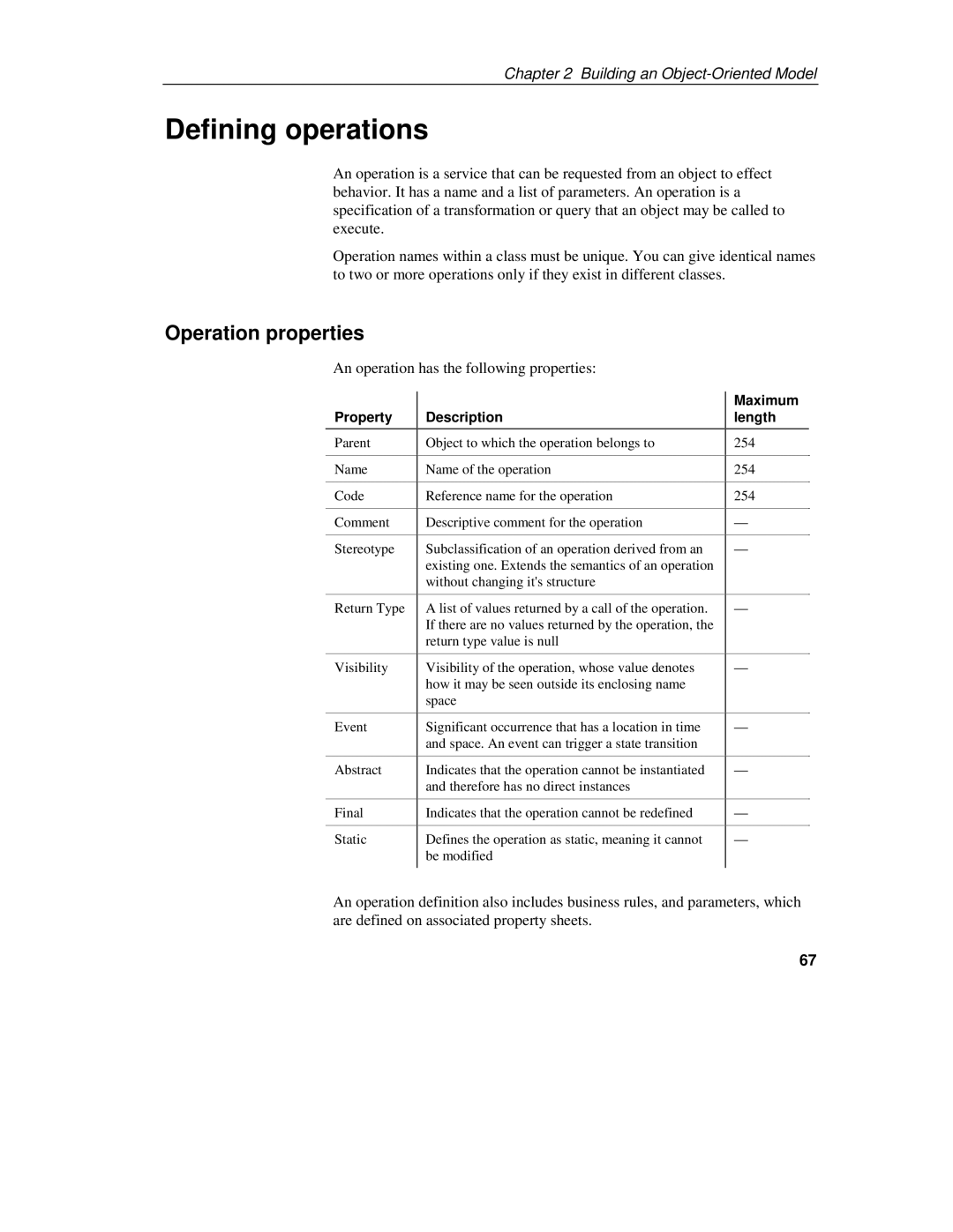 Sybase 7.5 manual Defining operations, Operation properties, An operation has the following properties 