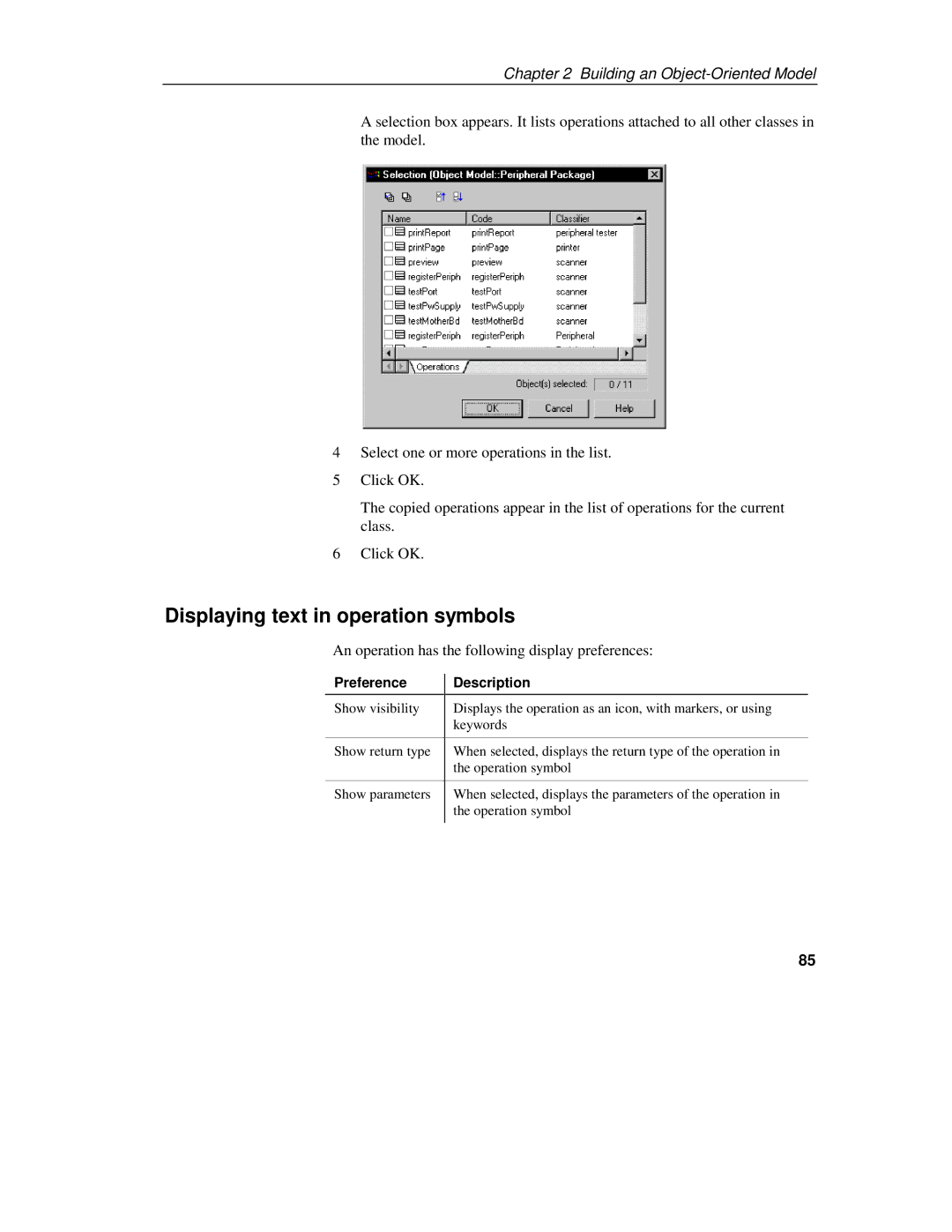 Sybase 7.5 manual Displaying text in operation symbols, An operation has the following display preferences 