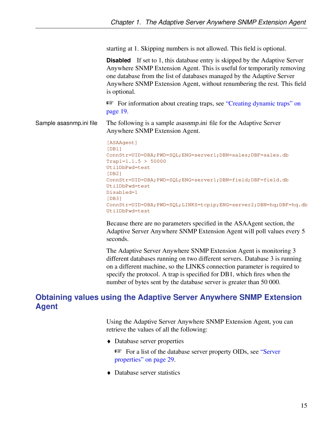 Sybase Adaptive Server Anywhere SNMP Extension Agent manual ASAAgent DB1 