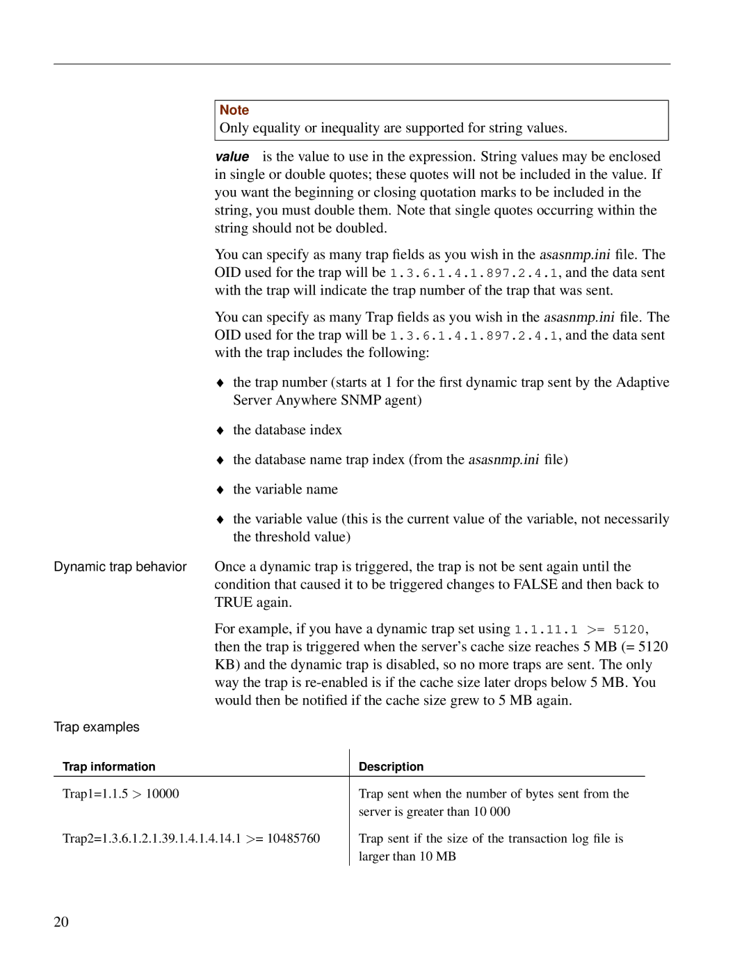 Sybase Adaptive Server Anywhere SNMP Extension Agent manual Trap examples 