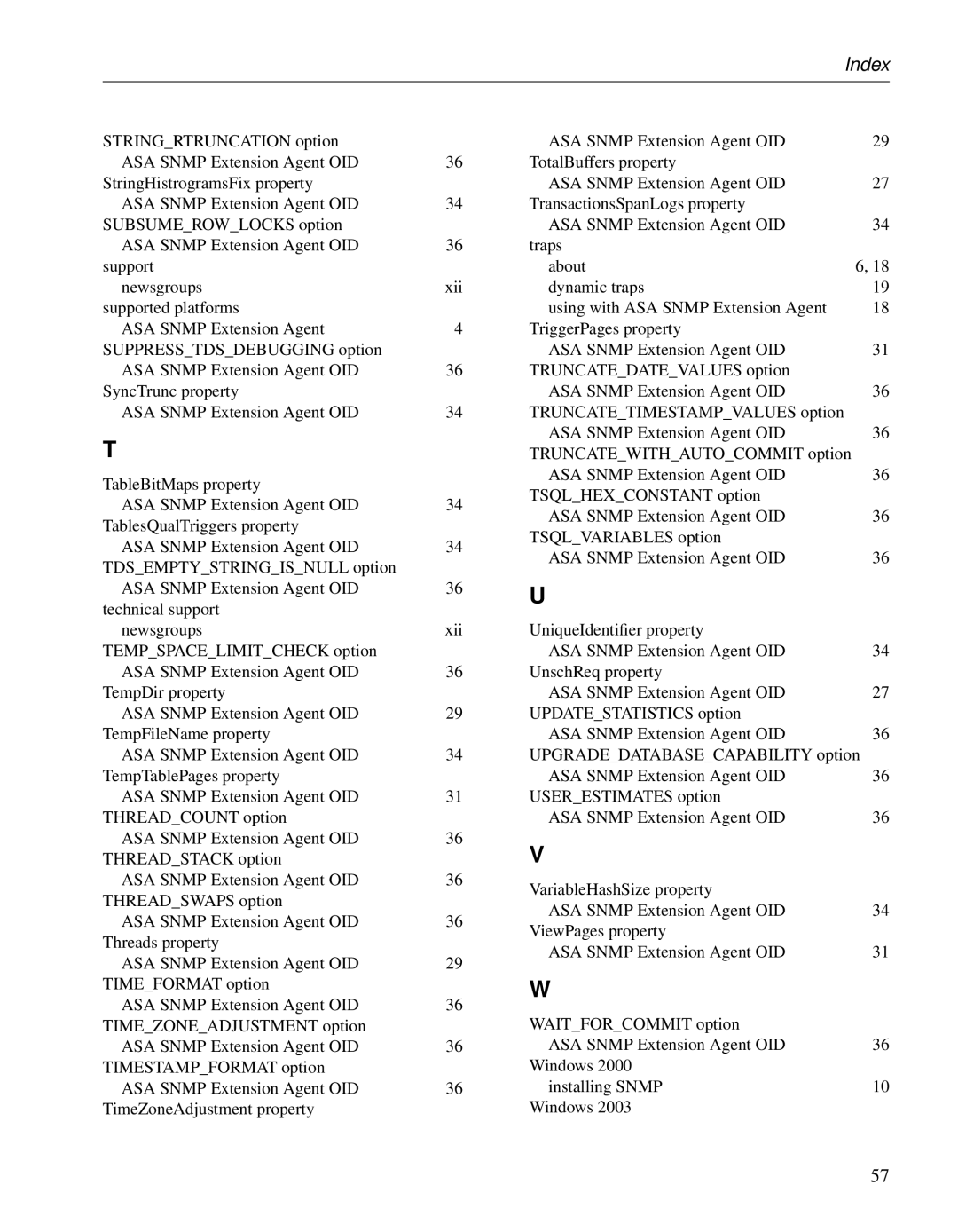 Sybase Adaptive Server Anywhere SNMP Extension Agent manual Truncatetimestampvalues option 