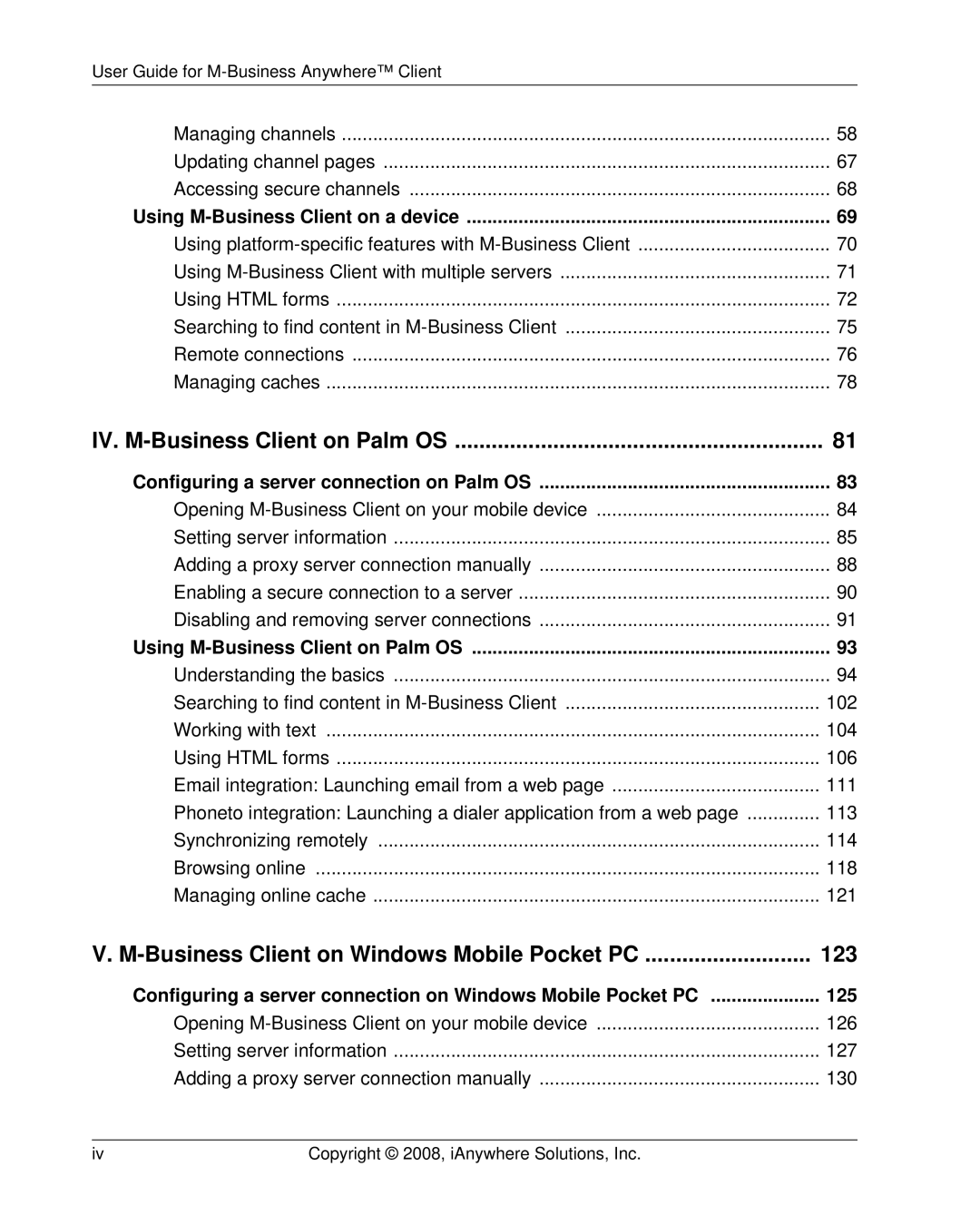 Sybase DC00297-01-0670-01 manual User Guide for M-Business Anywhere Client, Using M-Business Client on a device 