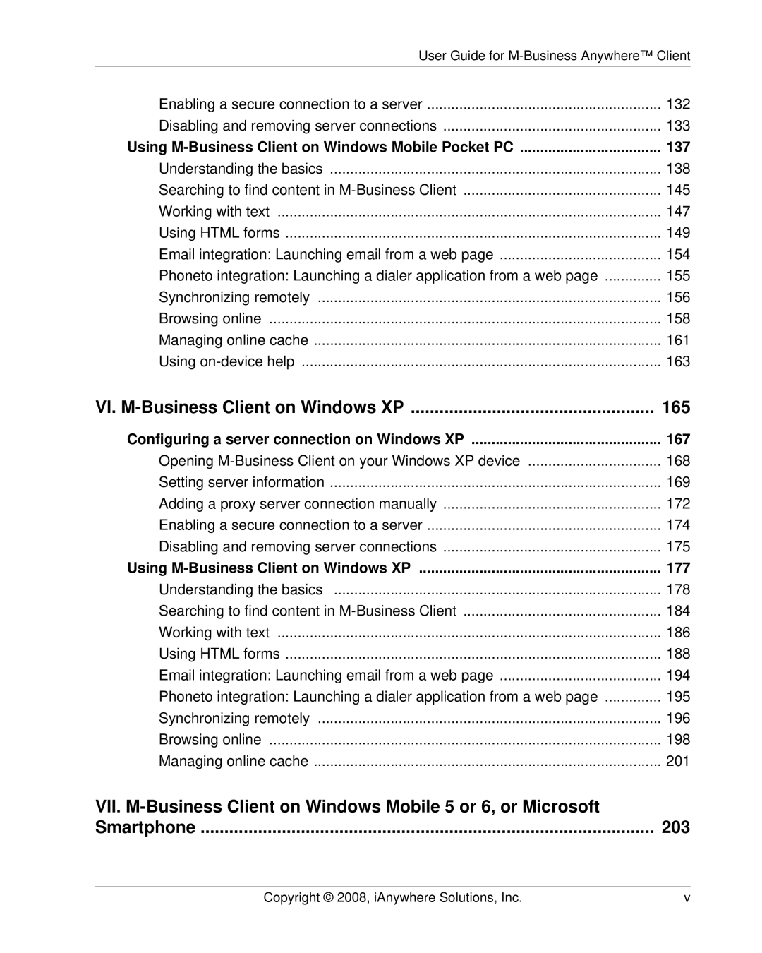 Sybase DC00297-01-0670-01 manual VI. M-Business Client on Windows XP 165 