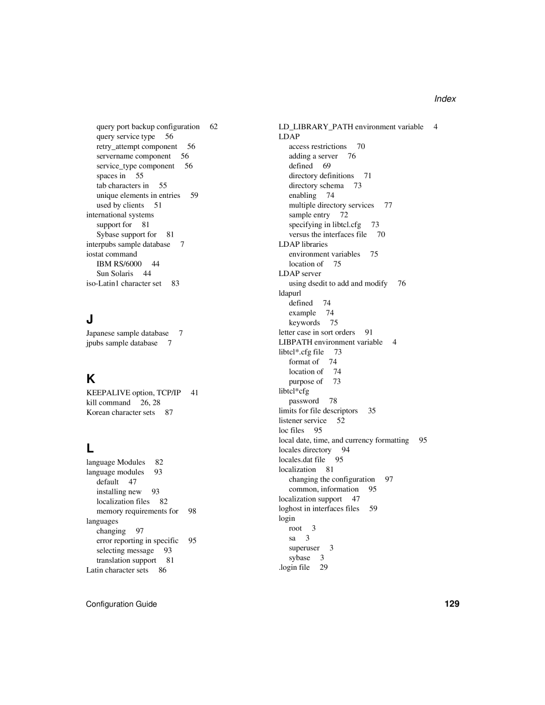 Sybase DC35823-01-1500-04 manual 129, Ldap 