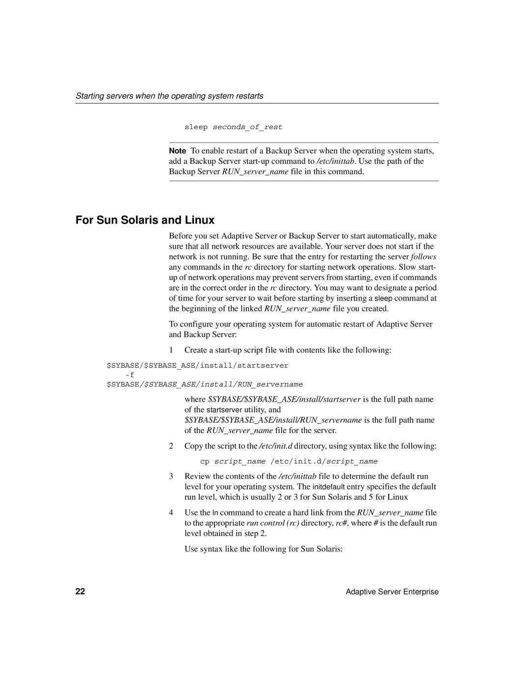 Sybase DC35823-01-1500-04 manual For Sun Solaris and Linux 