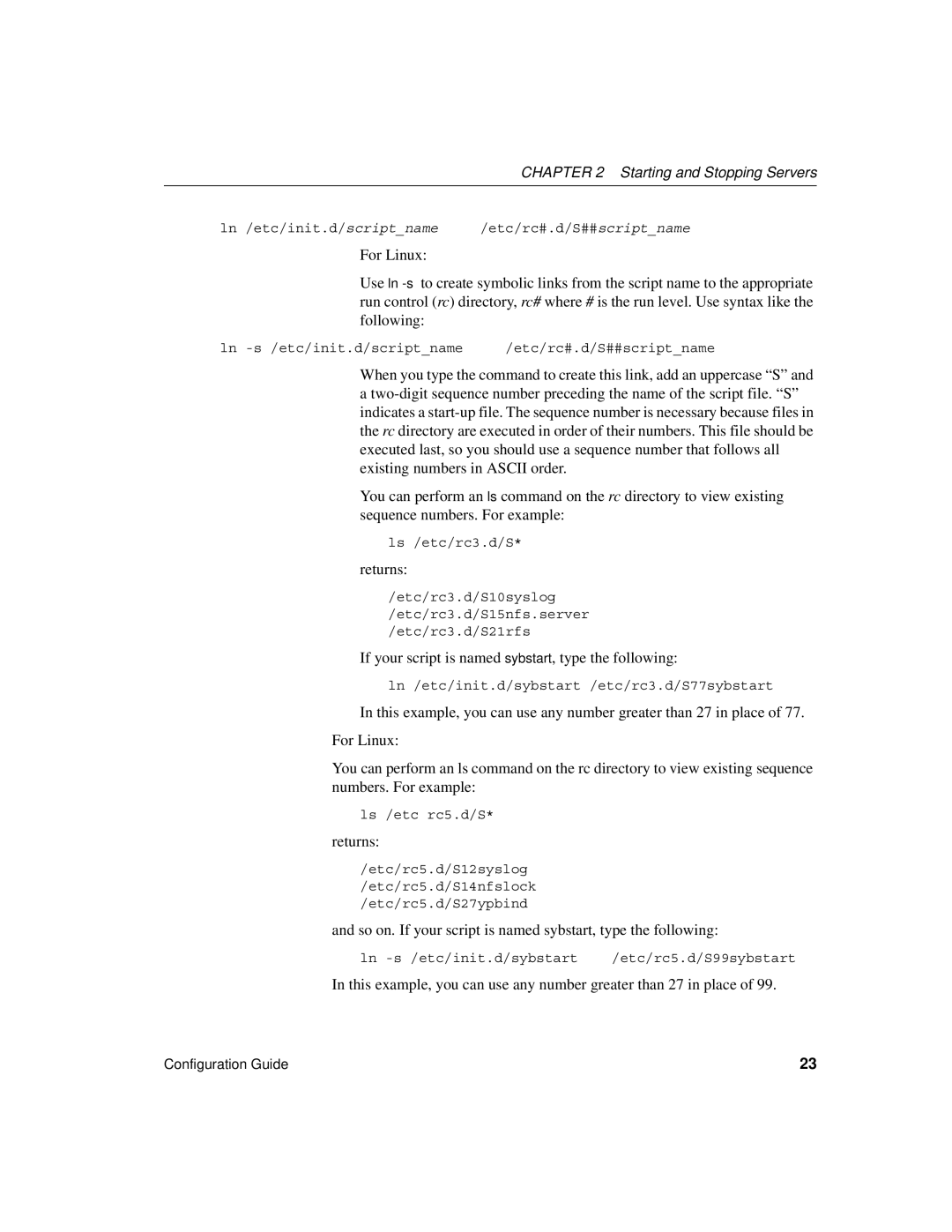 Sybase DC35823-01-1500-04 manual Returns, If your script is named sybstart, type the following 