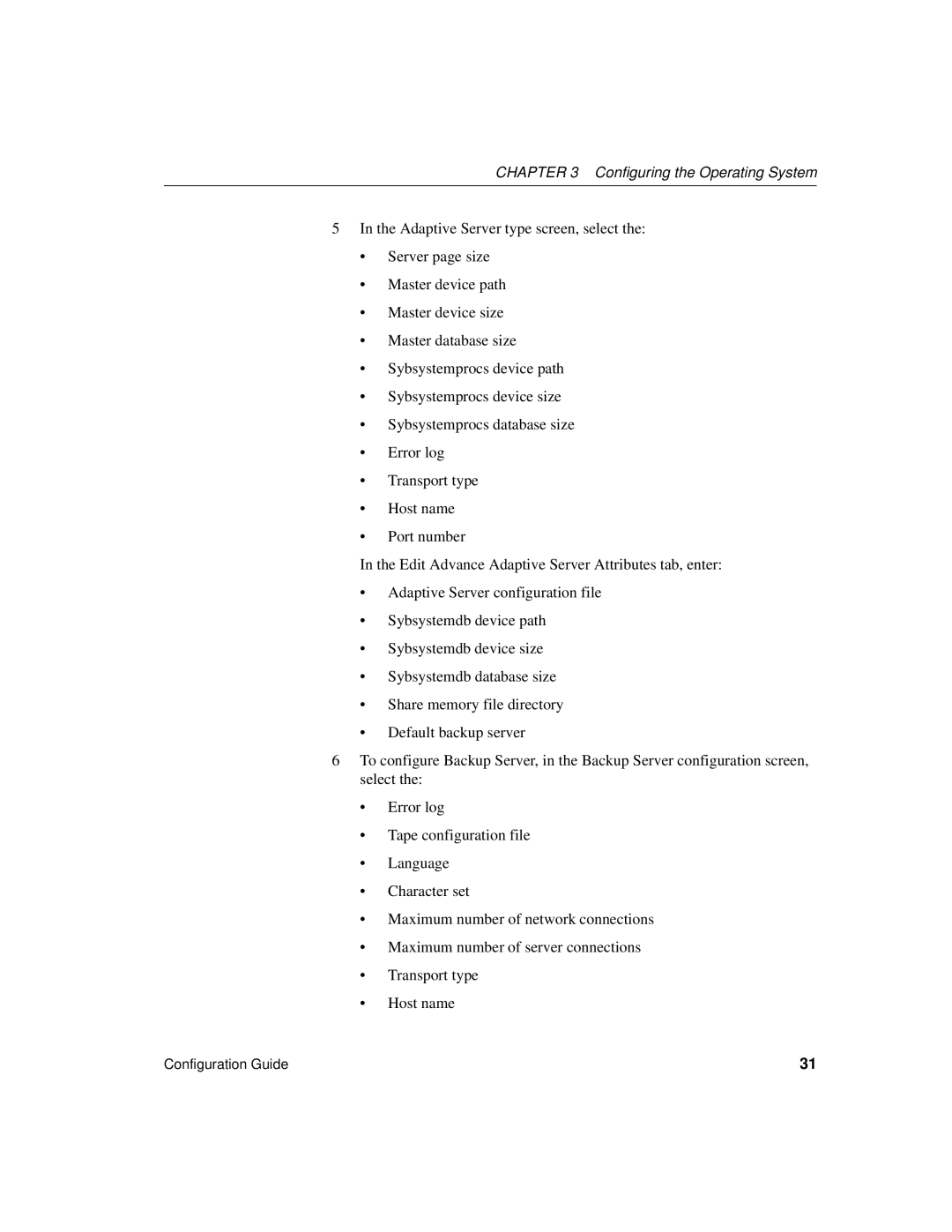 Sybase DC35823-01-1500-04 manual Configuring the Operating System 