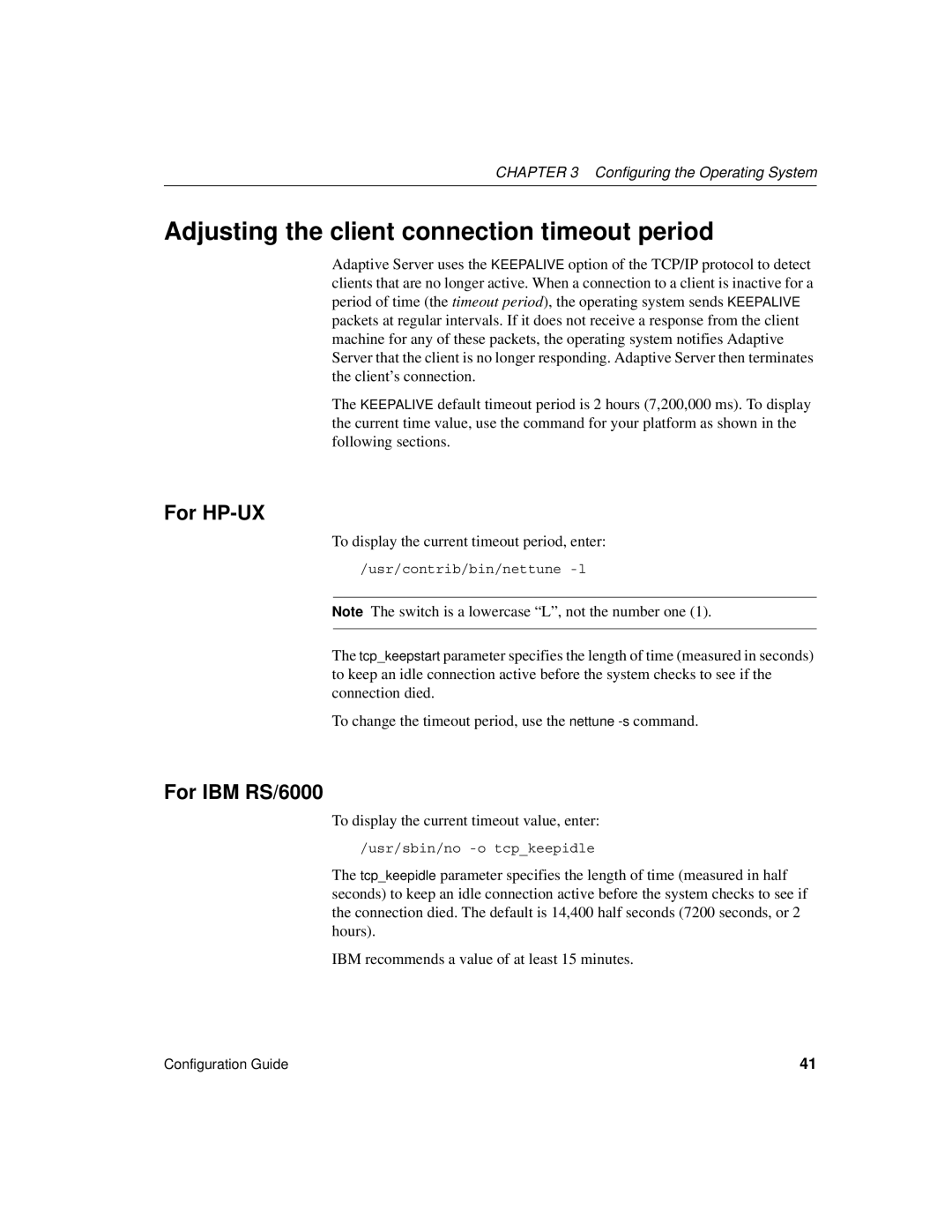 Sybase DC35823-01-1500-04 Adjusting the client connection timeout period, To display the current timeout period, enter 