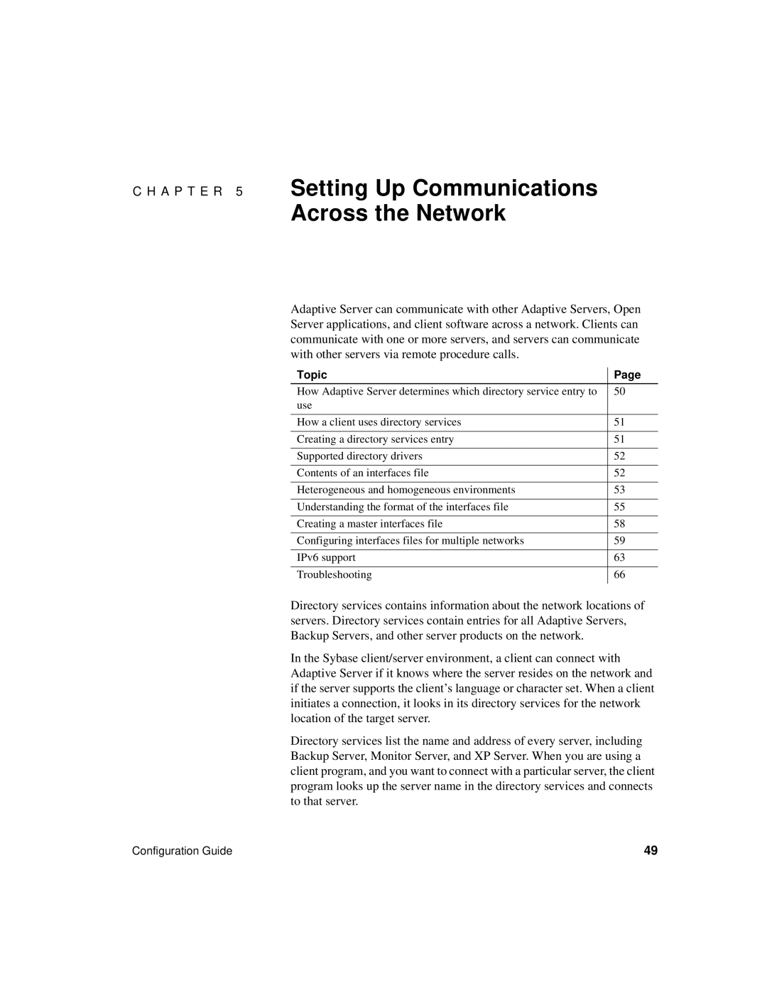 Sybase DC35823-01-1500-04 manual A P T E R 5 Setting Up Communications Across the Network 