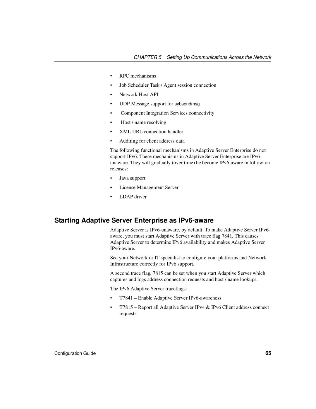 Sybase DC35823-01-1500-04 manual Starting Adaptive Server Enterprise as IPv6-aware 