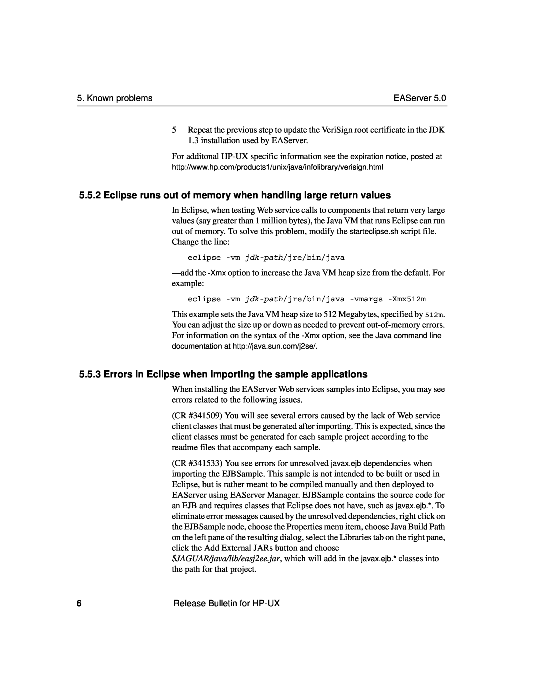 Sybase DC38029-01-0500-01 dimensions Eclipse runs out of memory when handling large return values 