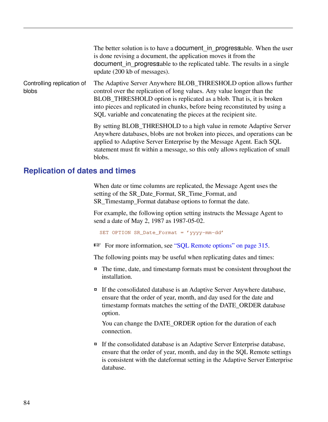 Sybase DC38133-01-0902-01 manual Replication of dates and times 