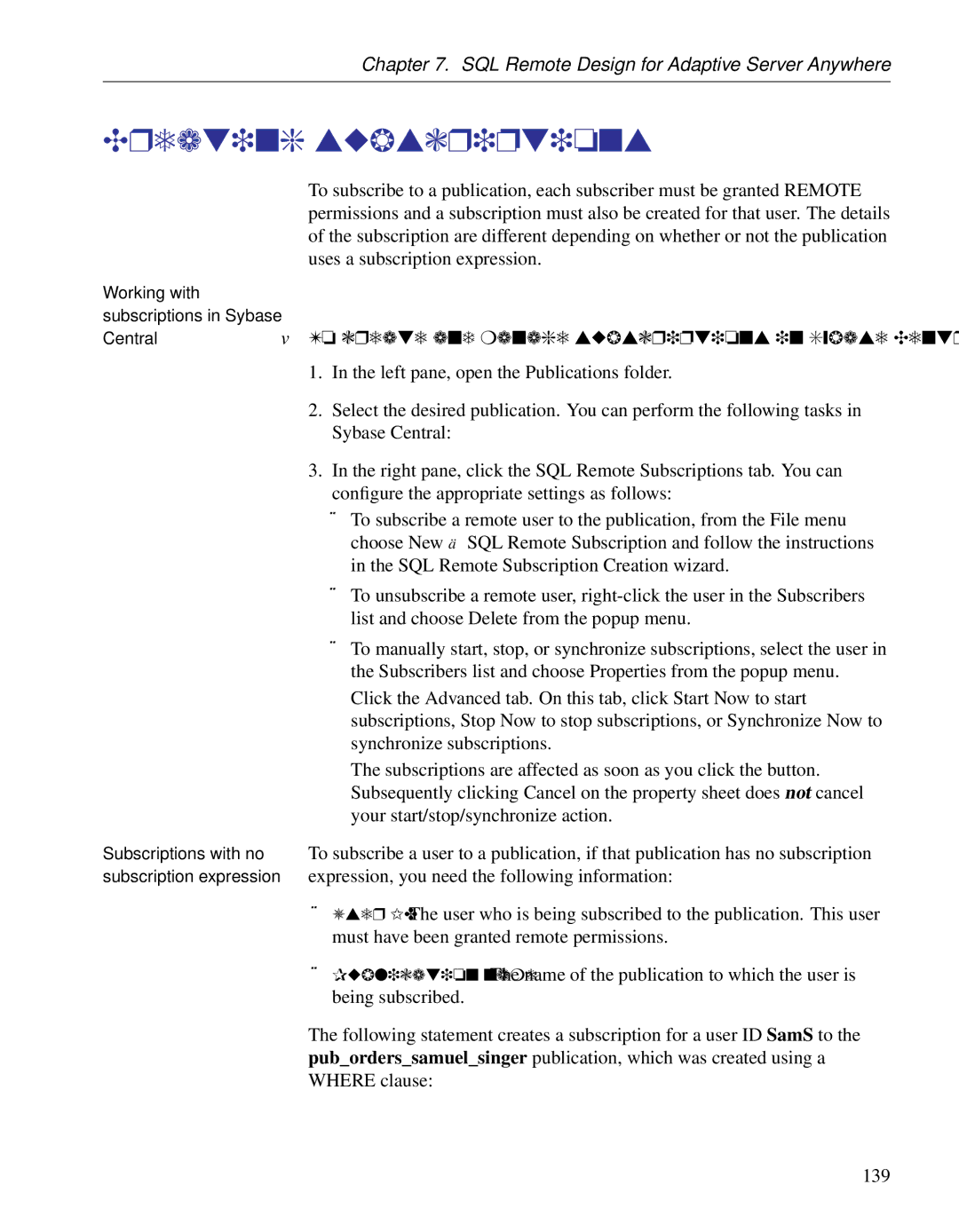 Sybase DC38133-01-0902-01 manual Creating subscriptions, To create and manage subscriptions in Sybase Central 