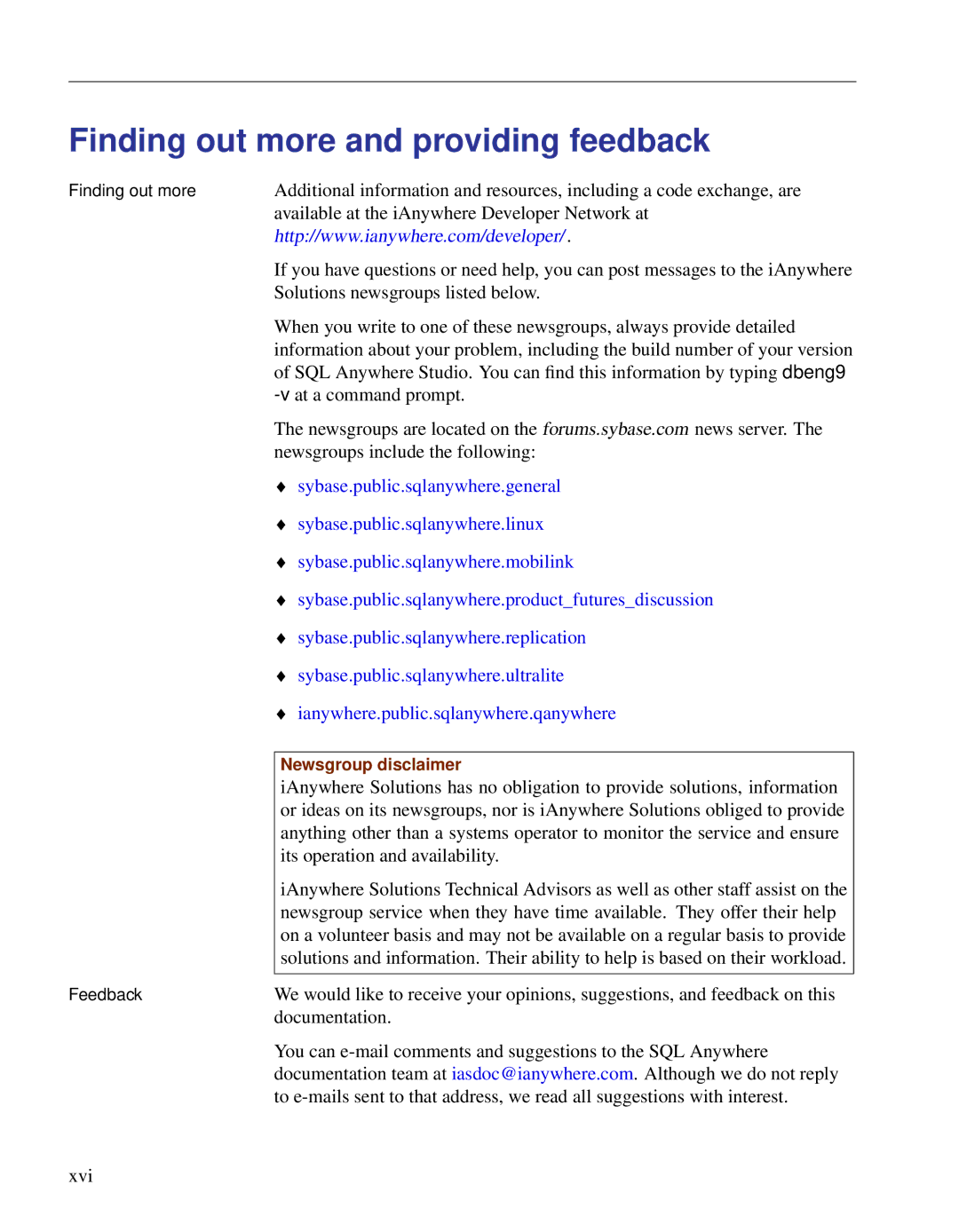 Sybase DC38133-01-0902-01 manual Finding out more and providing feedback 